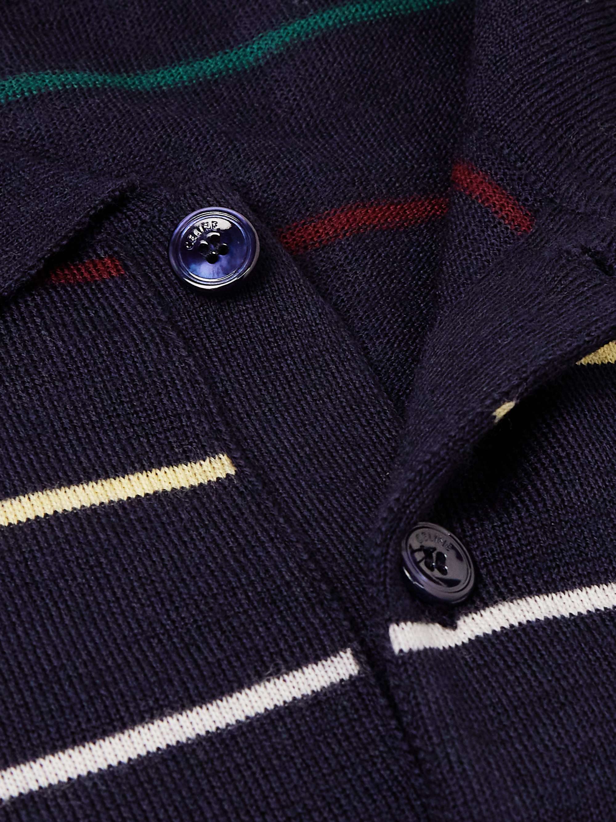 Logo-Embroidered Striped Wool Polo Shirt view