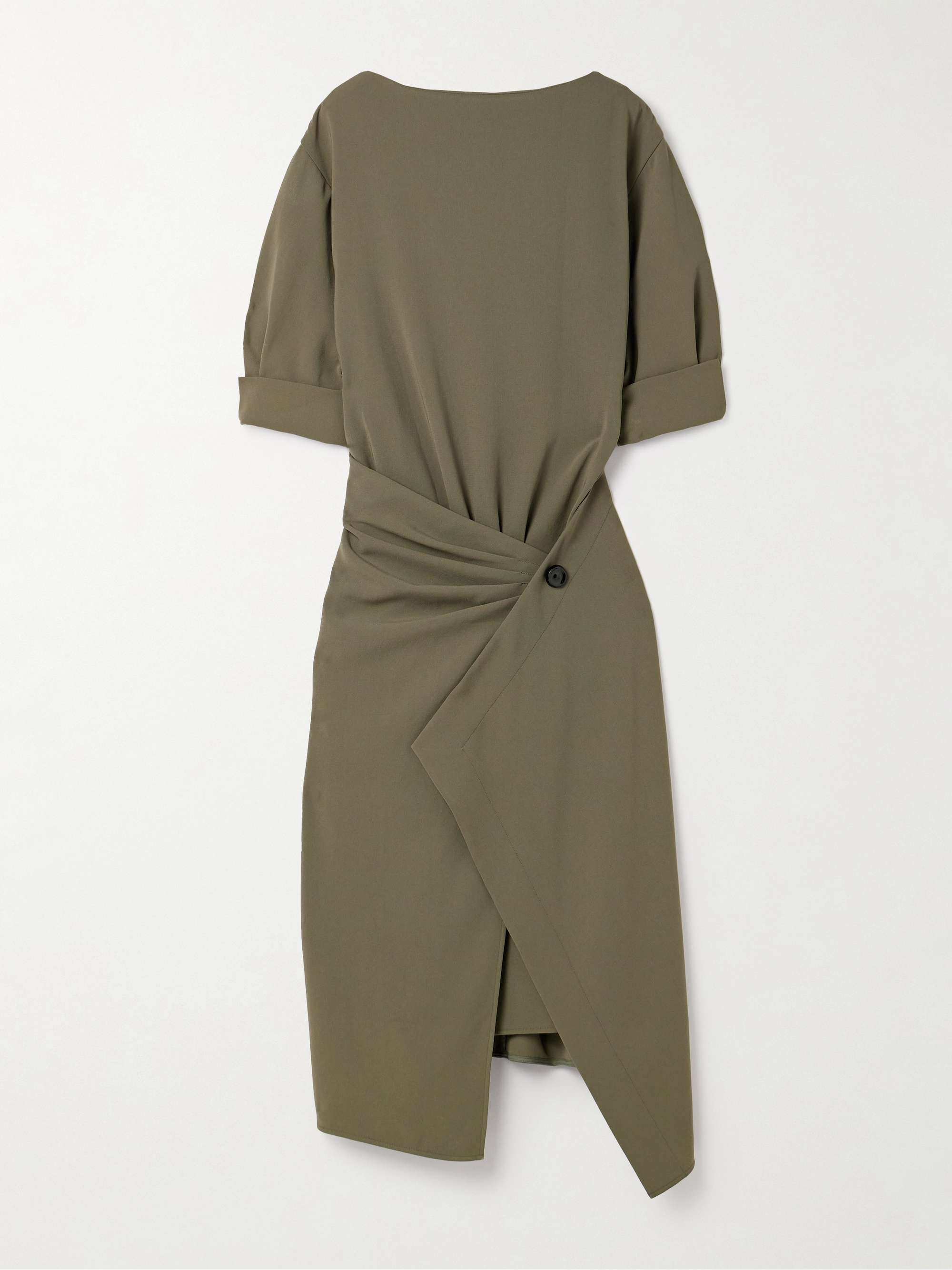 Maisie wrap-effect pleated crepe midi dress view