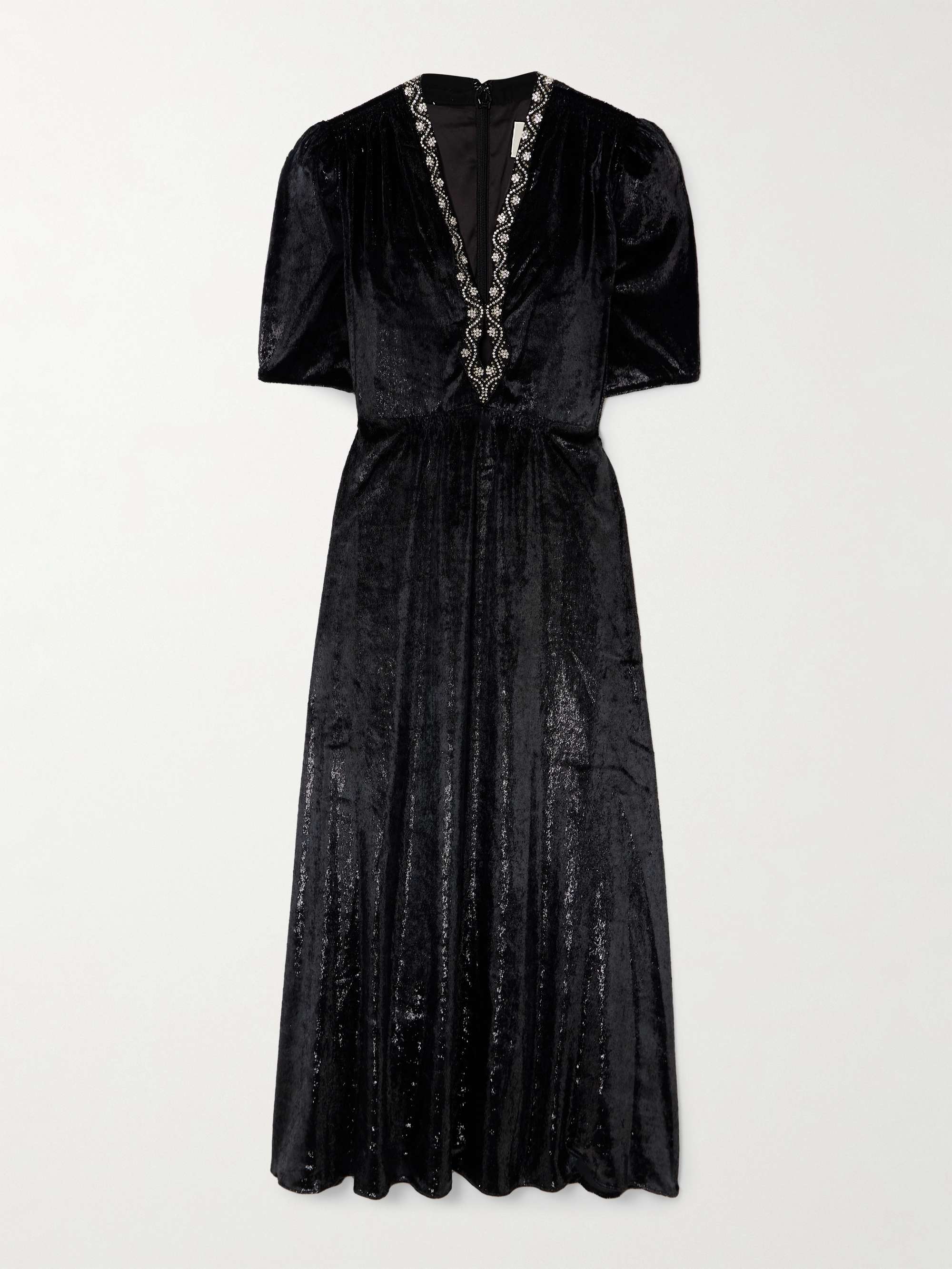 Tabitha embellished metallic velvet midi dress view