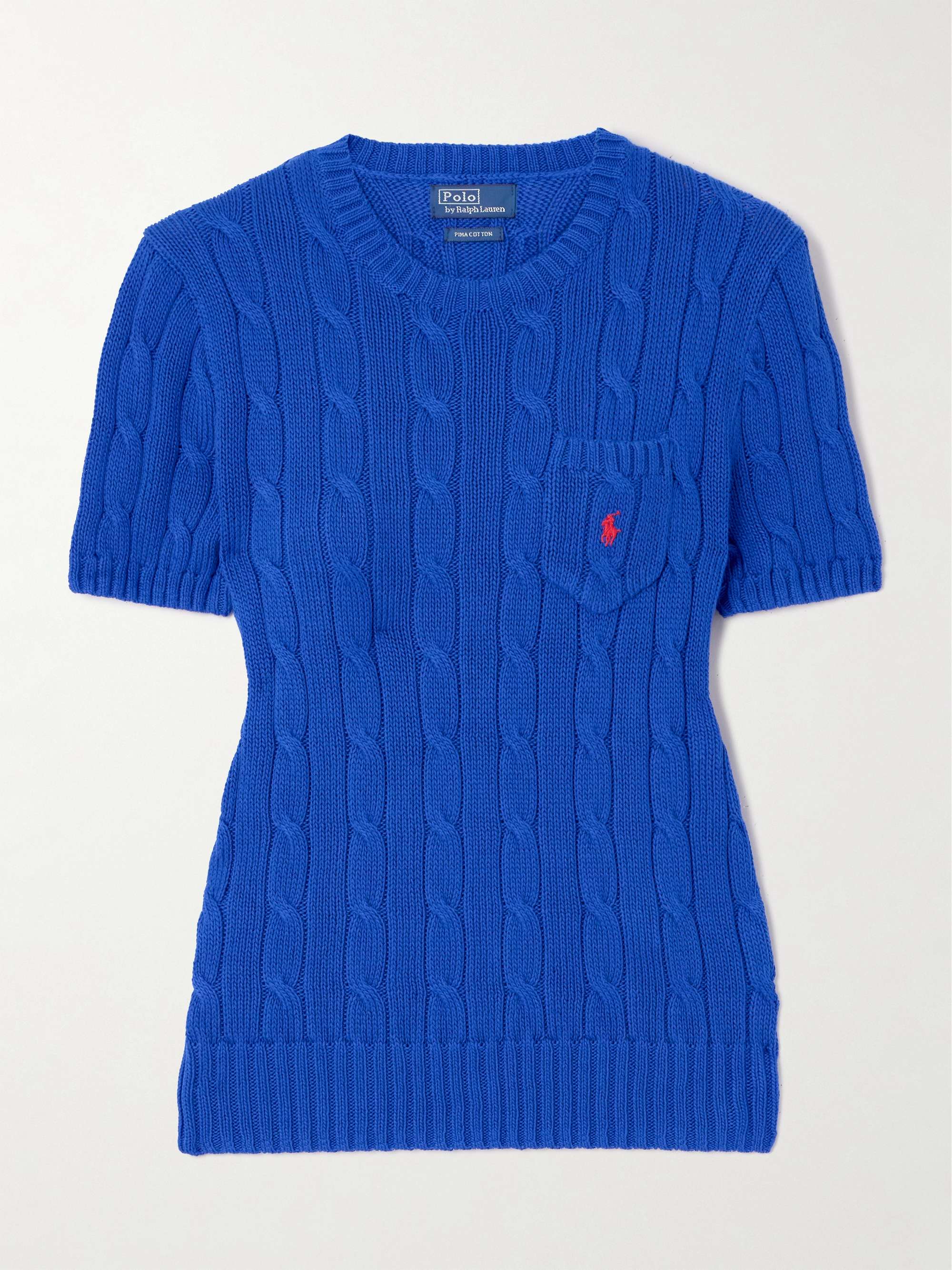 Embroidered cable-knit cotton sweater view