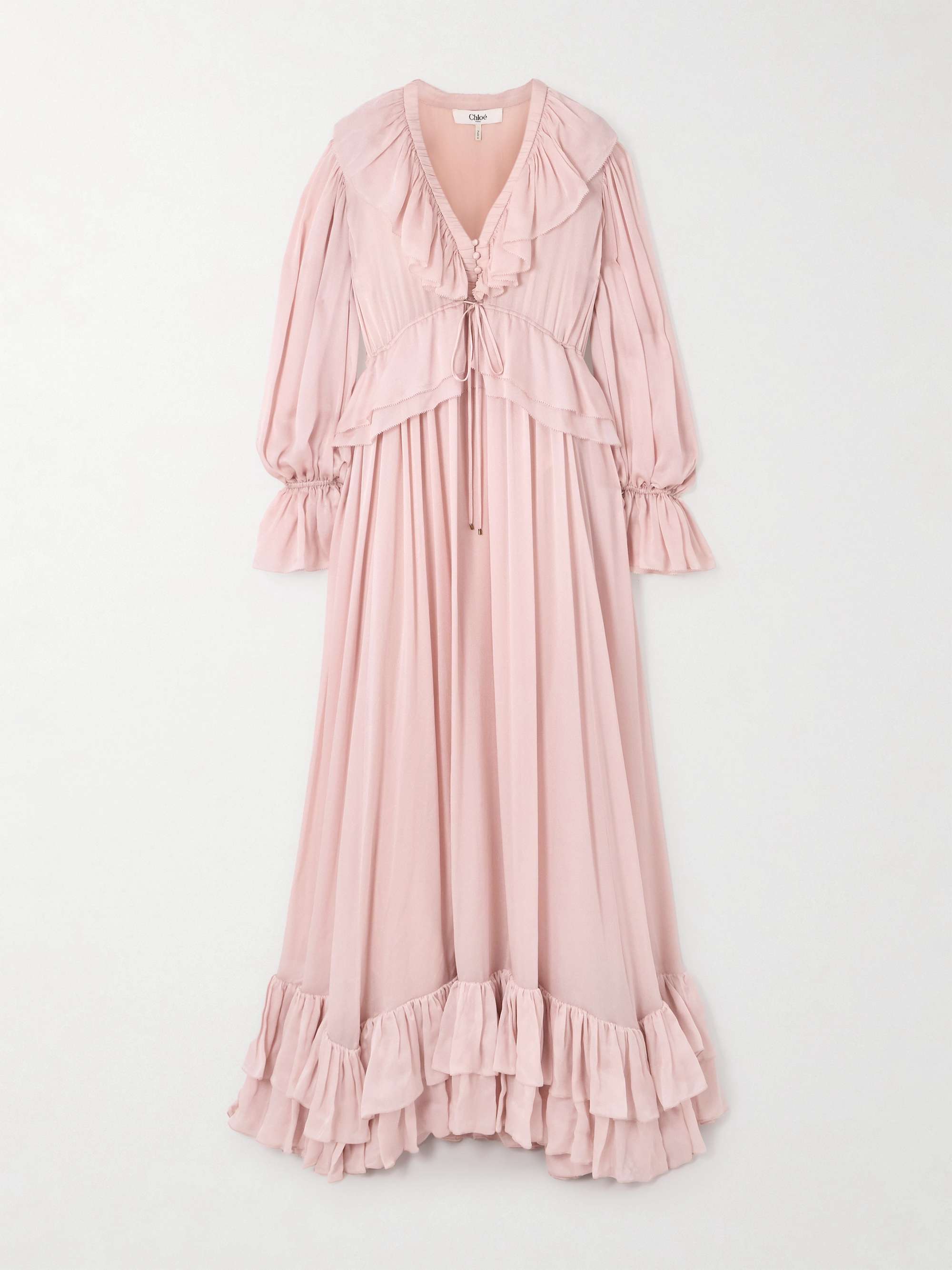 Ruffled silk-chiffon gown view