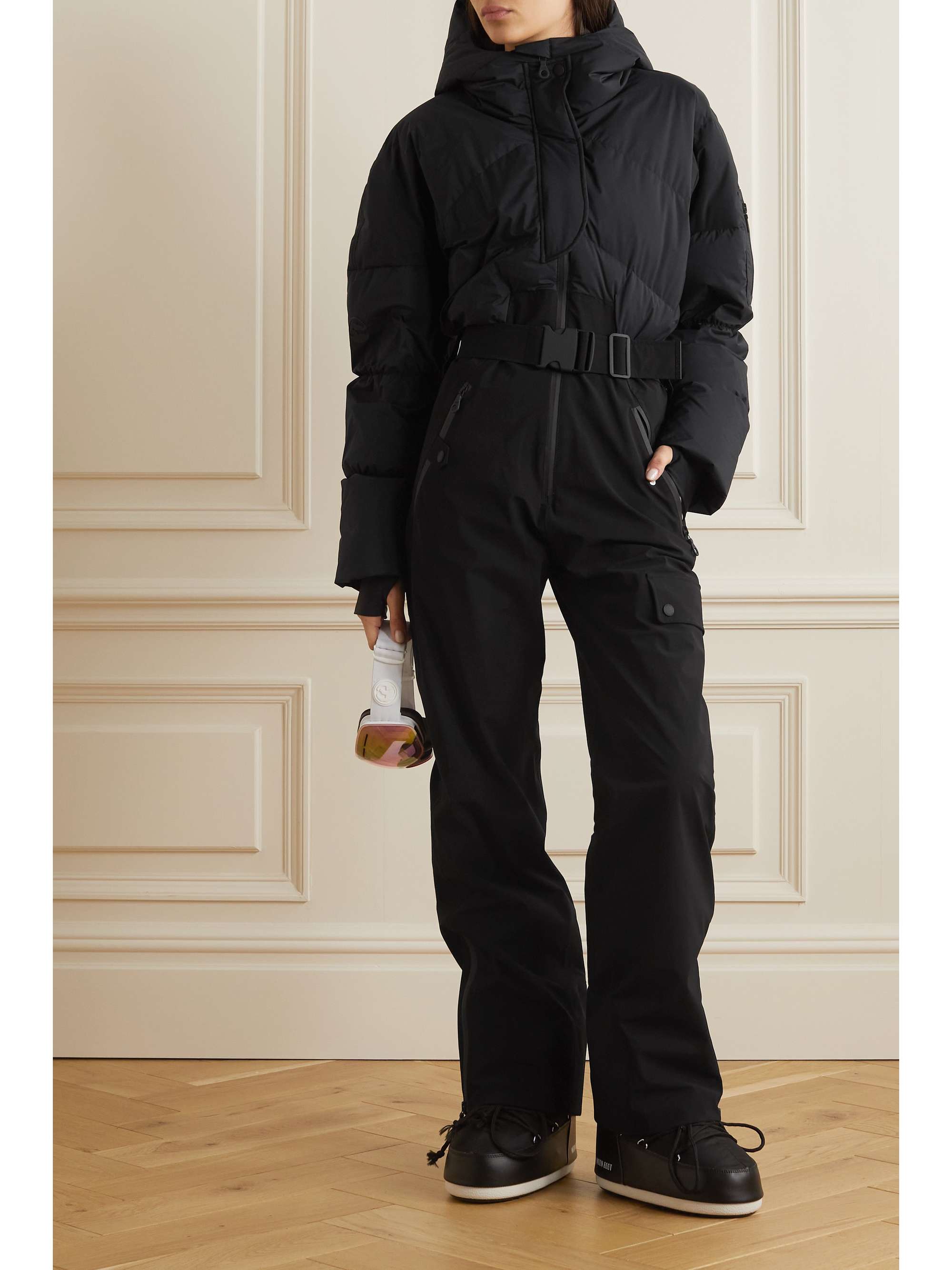 Sommet hooded belted padded ski suit view