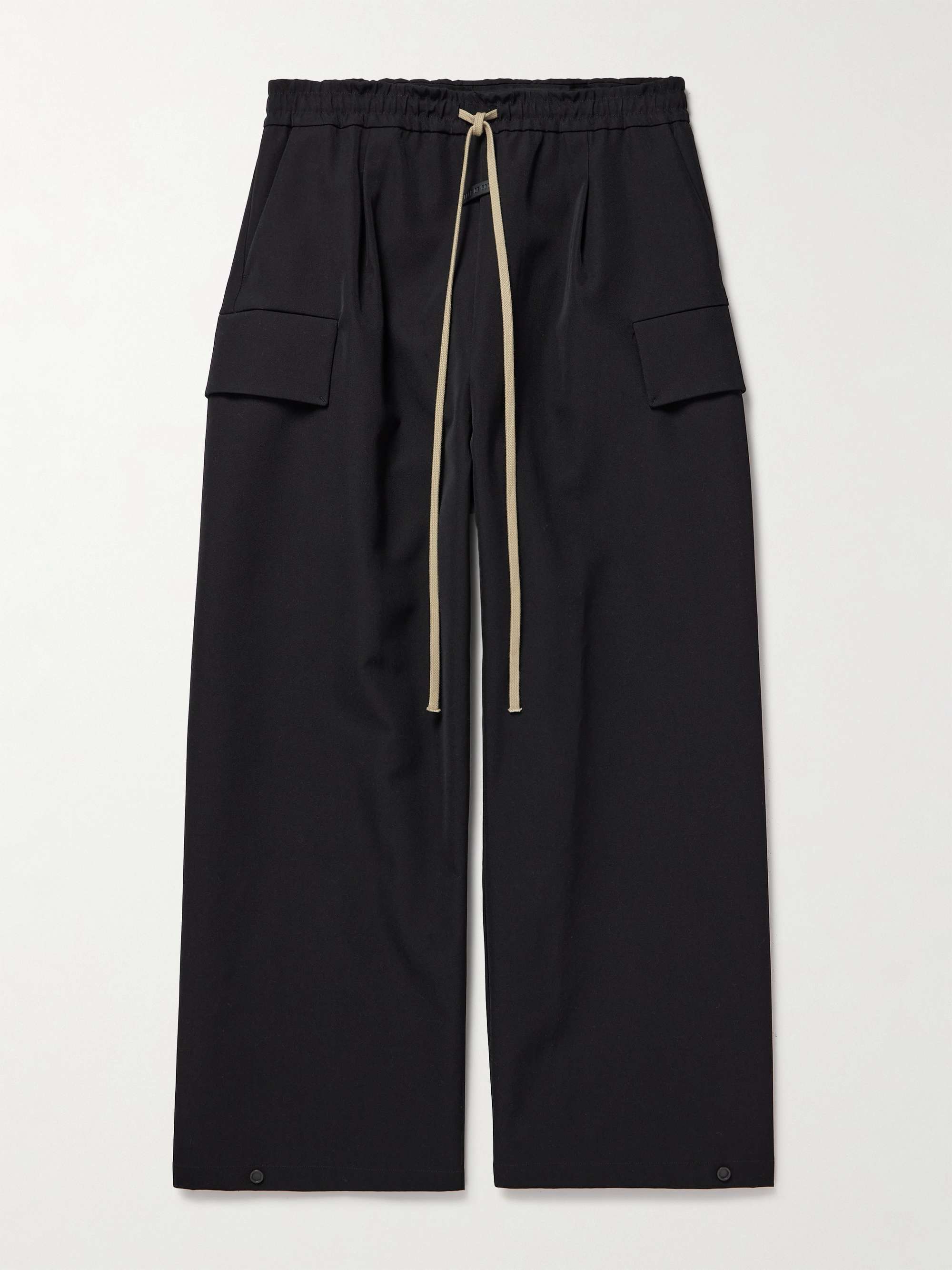 Wide-Leg Wool and Cotton-Blend Twill Drawstring Cargo Trousers view
