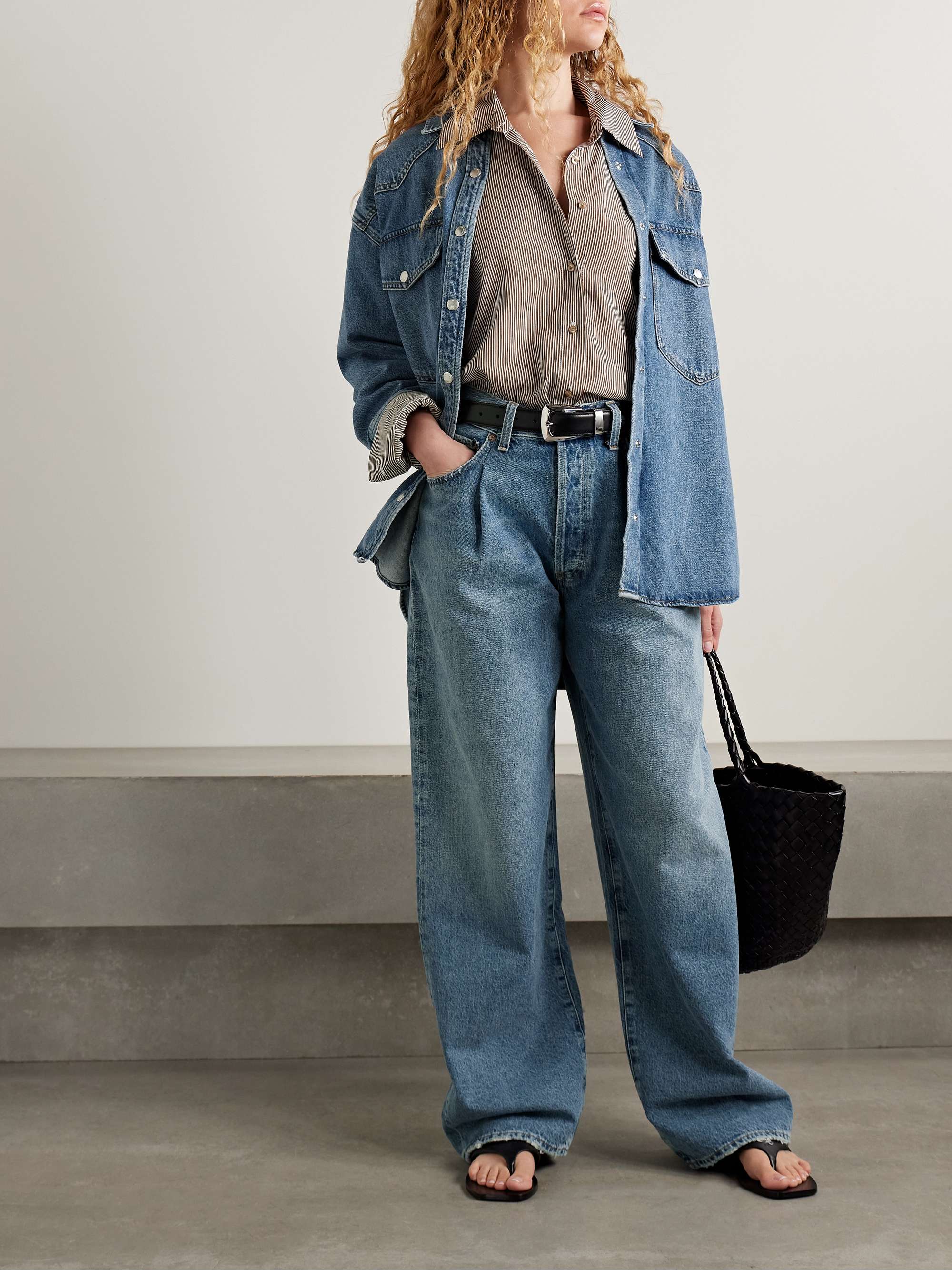 Franka pleated high-rise wide-leg jeans view