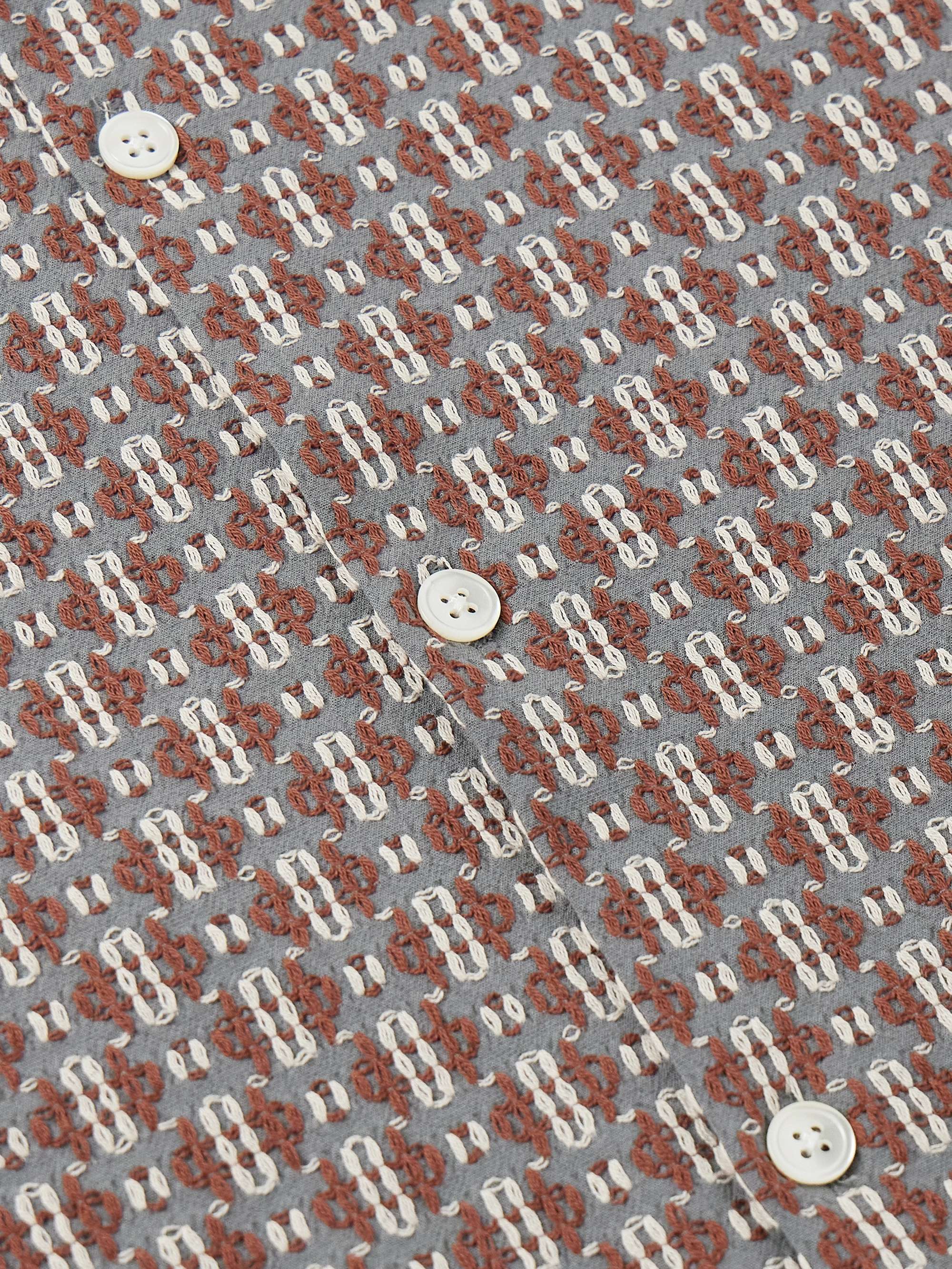Convertible-Collar Cotton-Blend Jacquard Shirt view