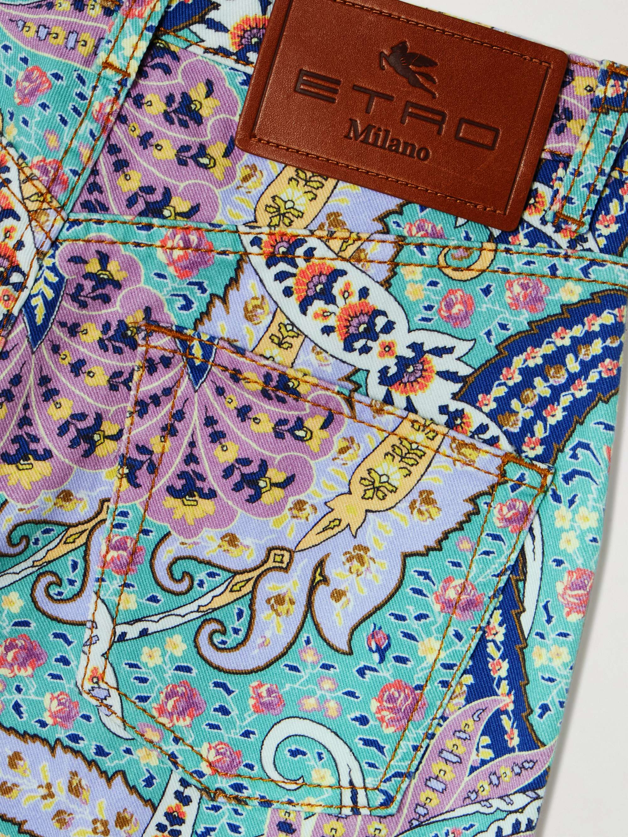 Paisley-print high-rise wide-leg jeans view