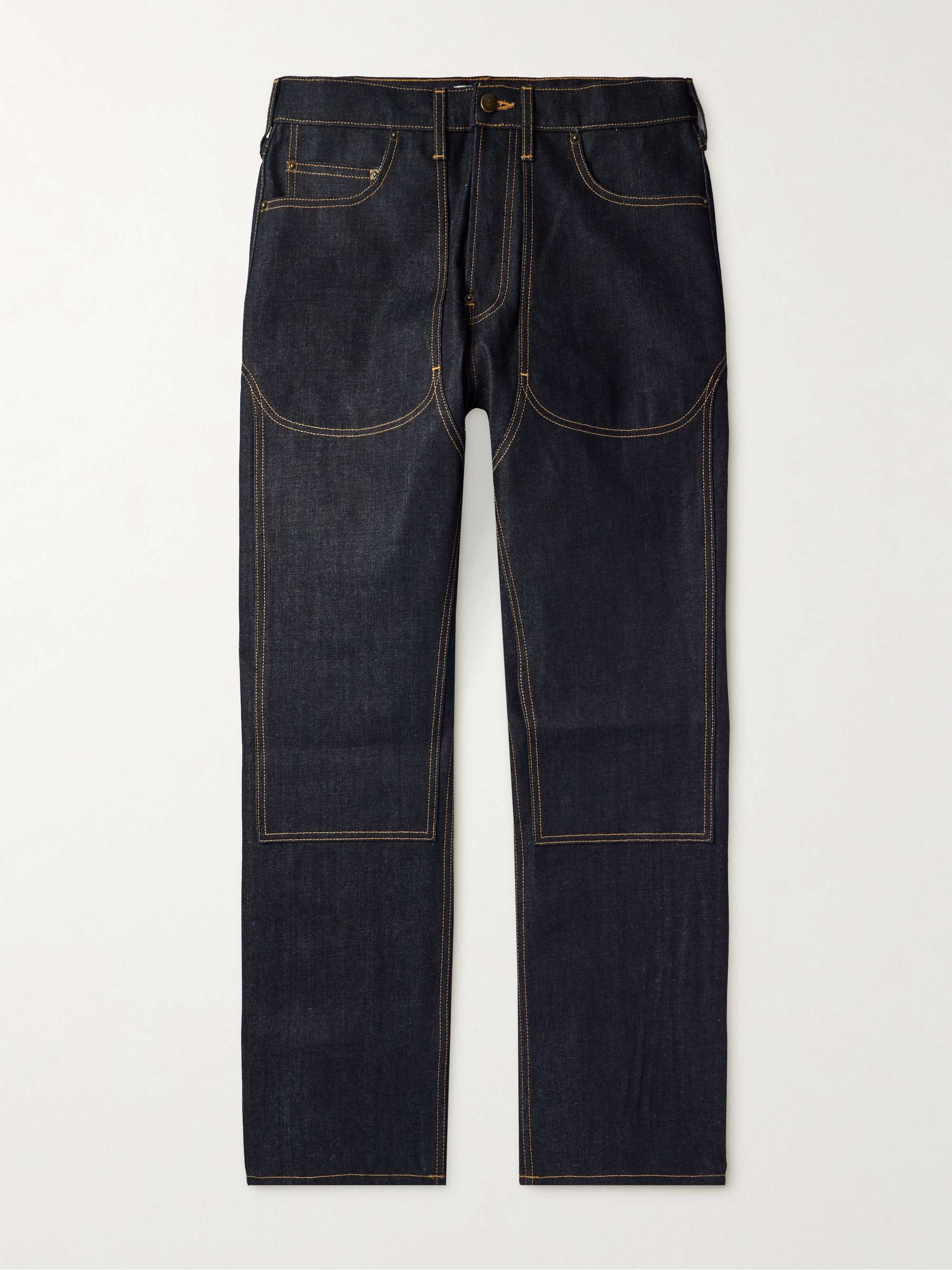 Straight-Leg Panelled Indigo-Dyed Jeans view