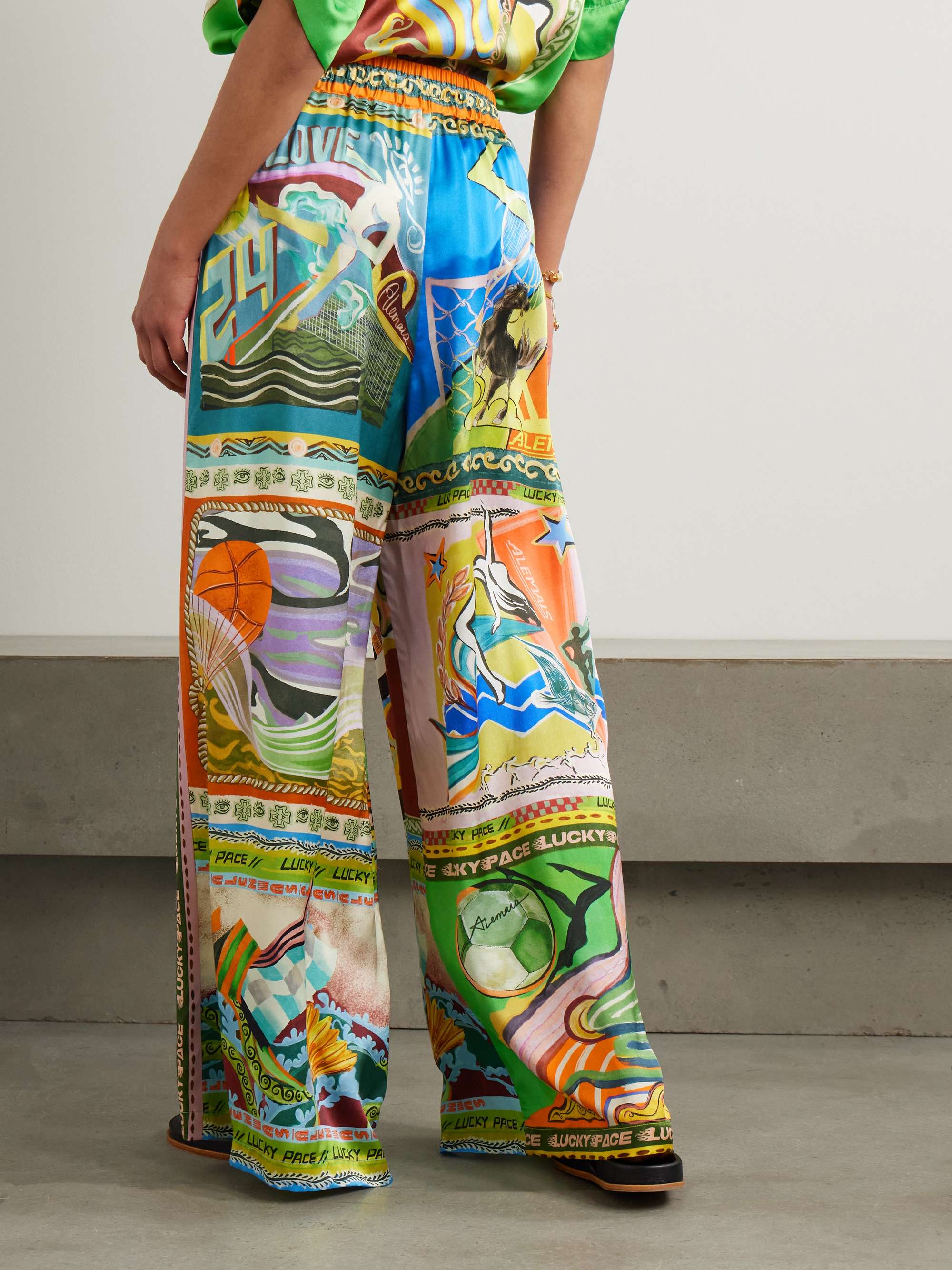 Lucky Pace printed silk-satin wide-leg pants view