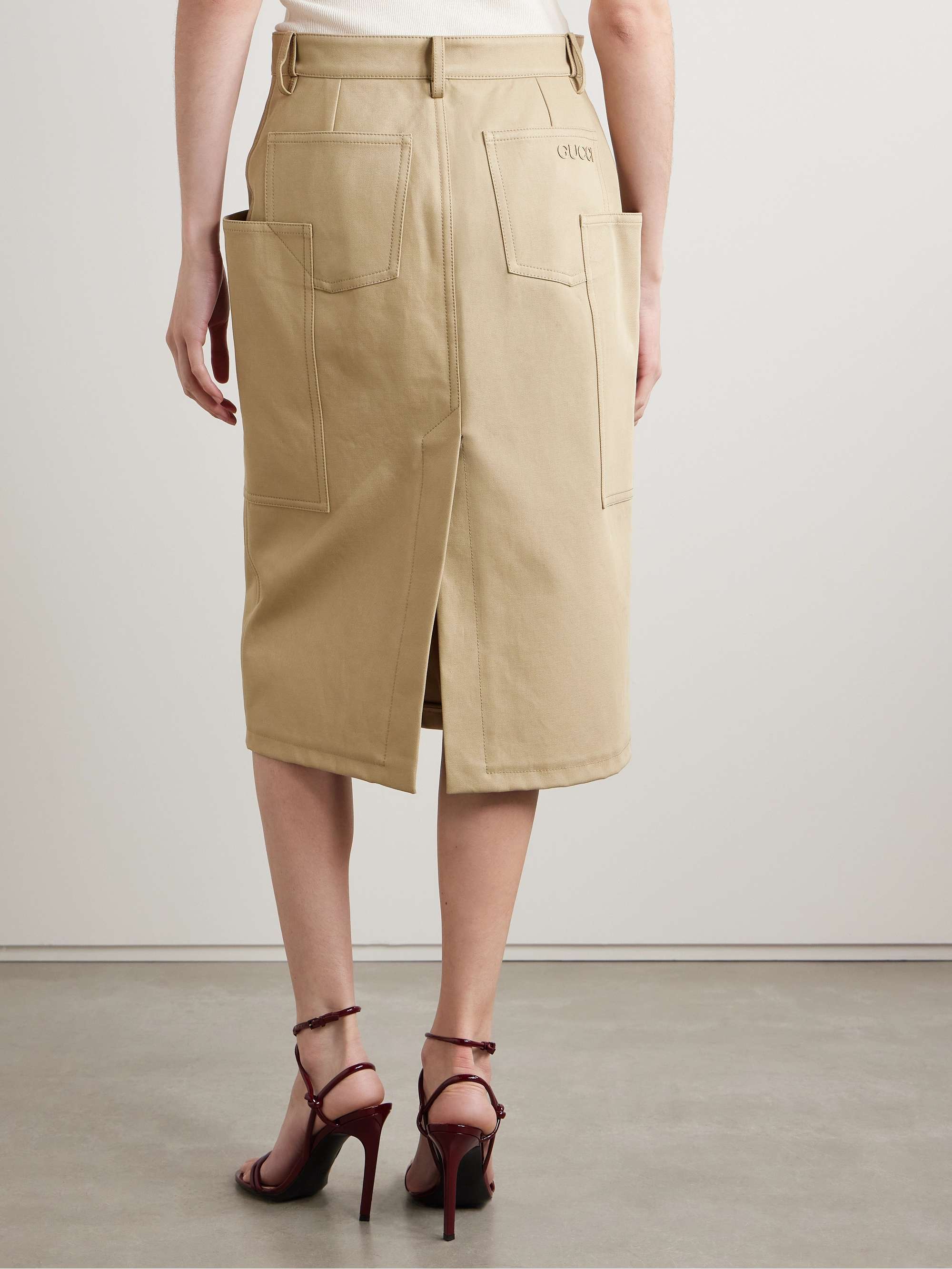 Cotton-drill cargo skirt view