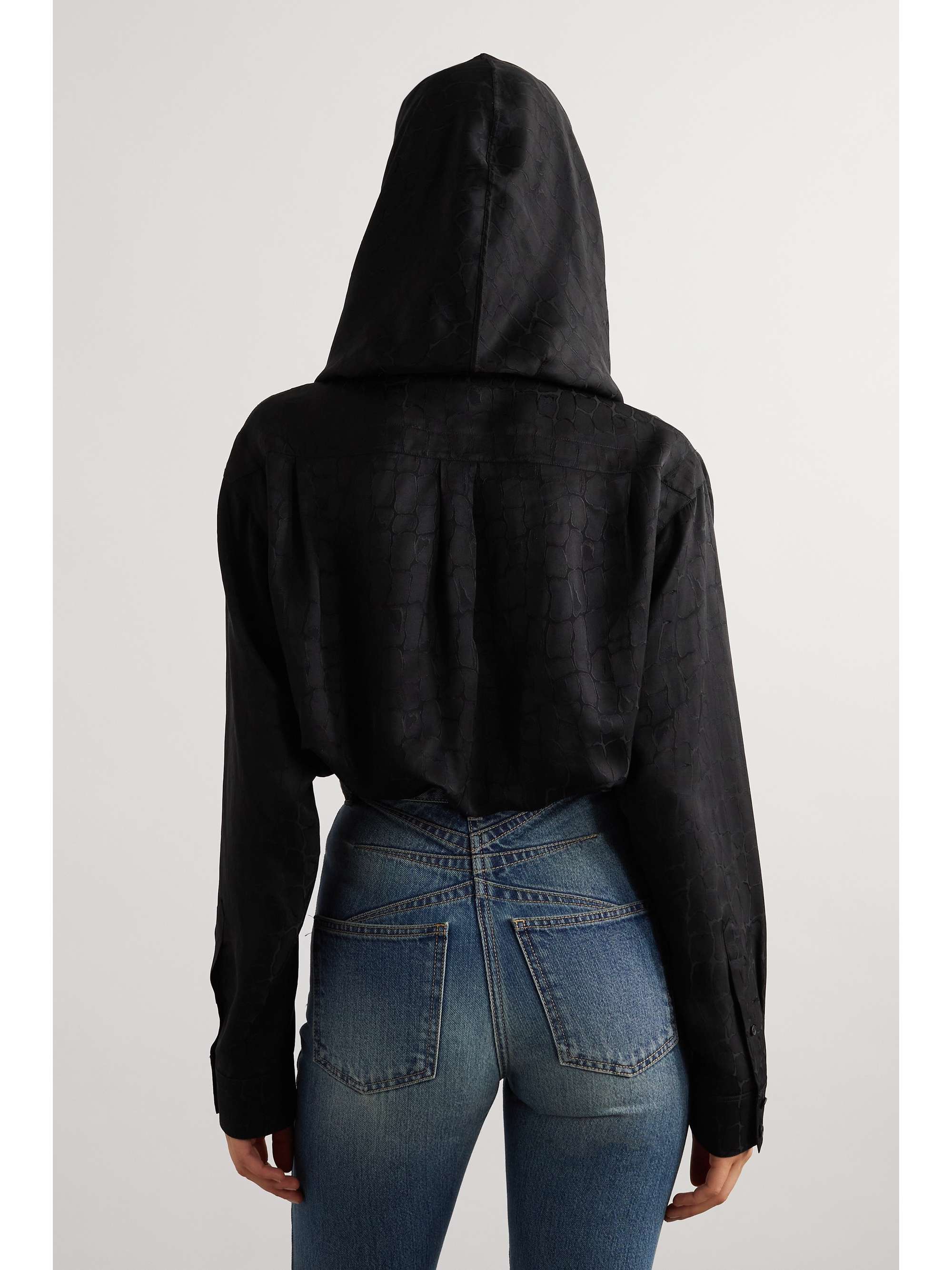Archetypes hooded satin-jacquard bodysuit view