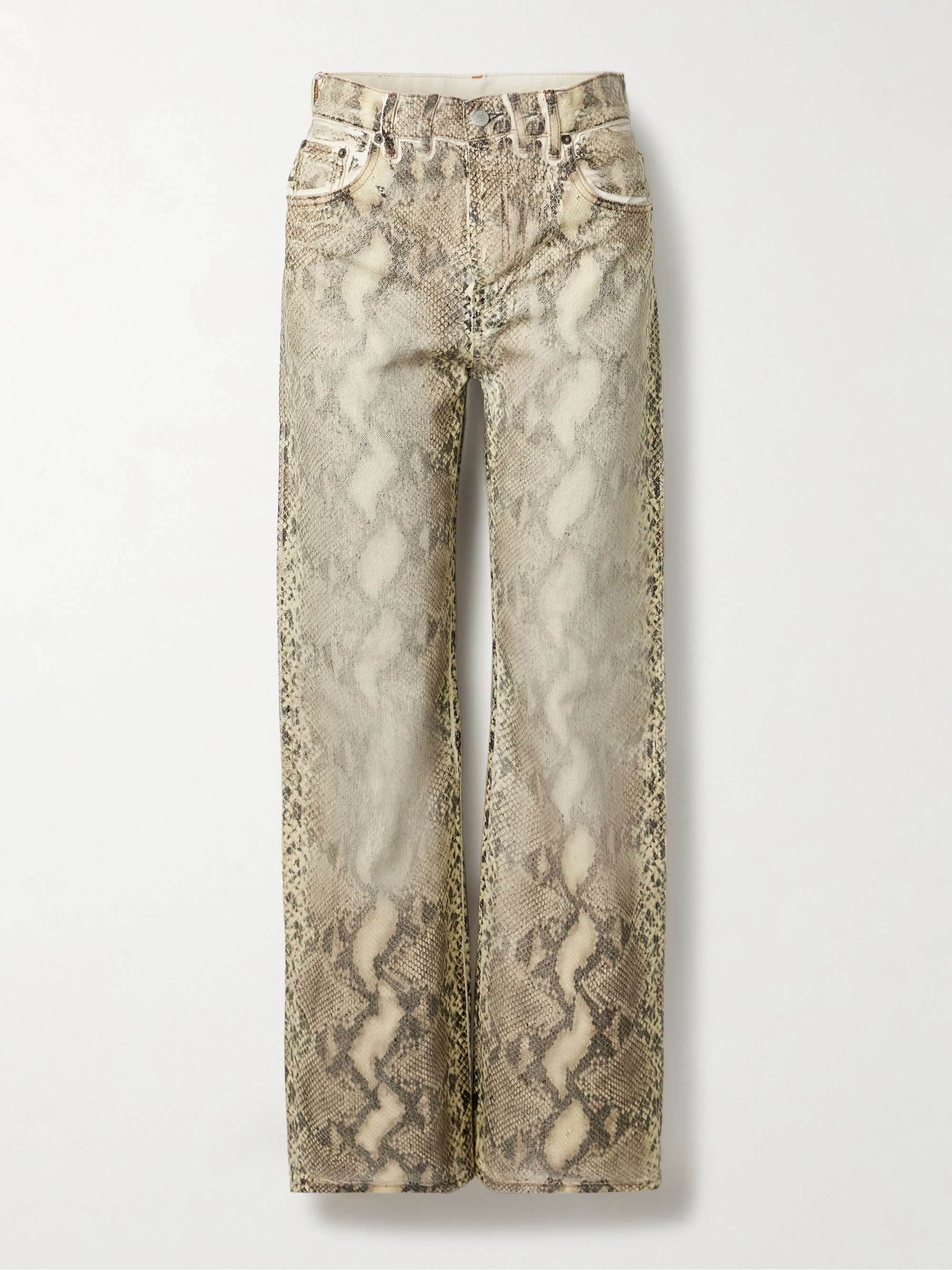 Snake-print coated mid-rise jeans view