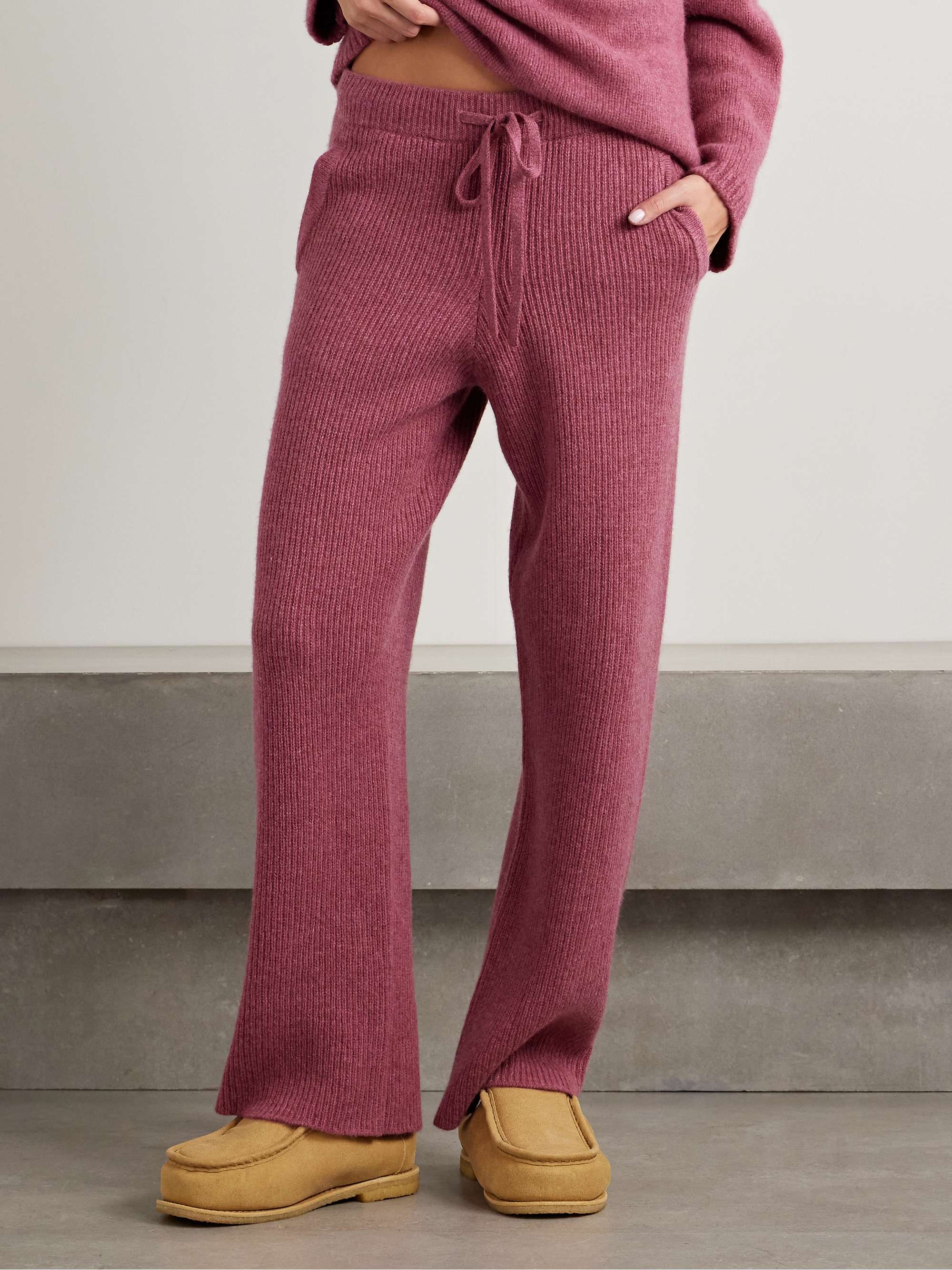 Ribbed cashmere track pants view