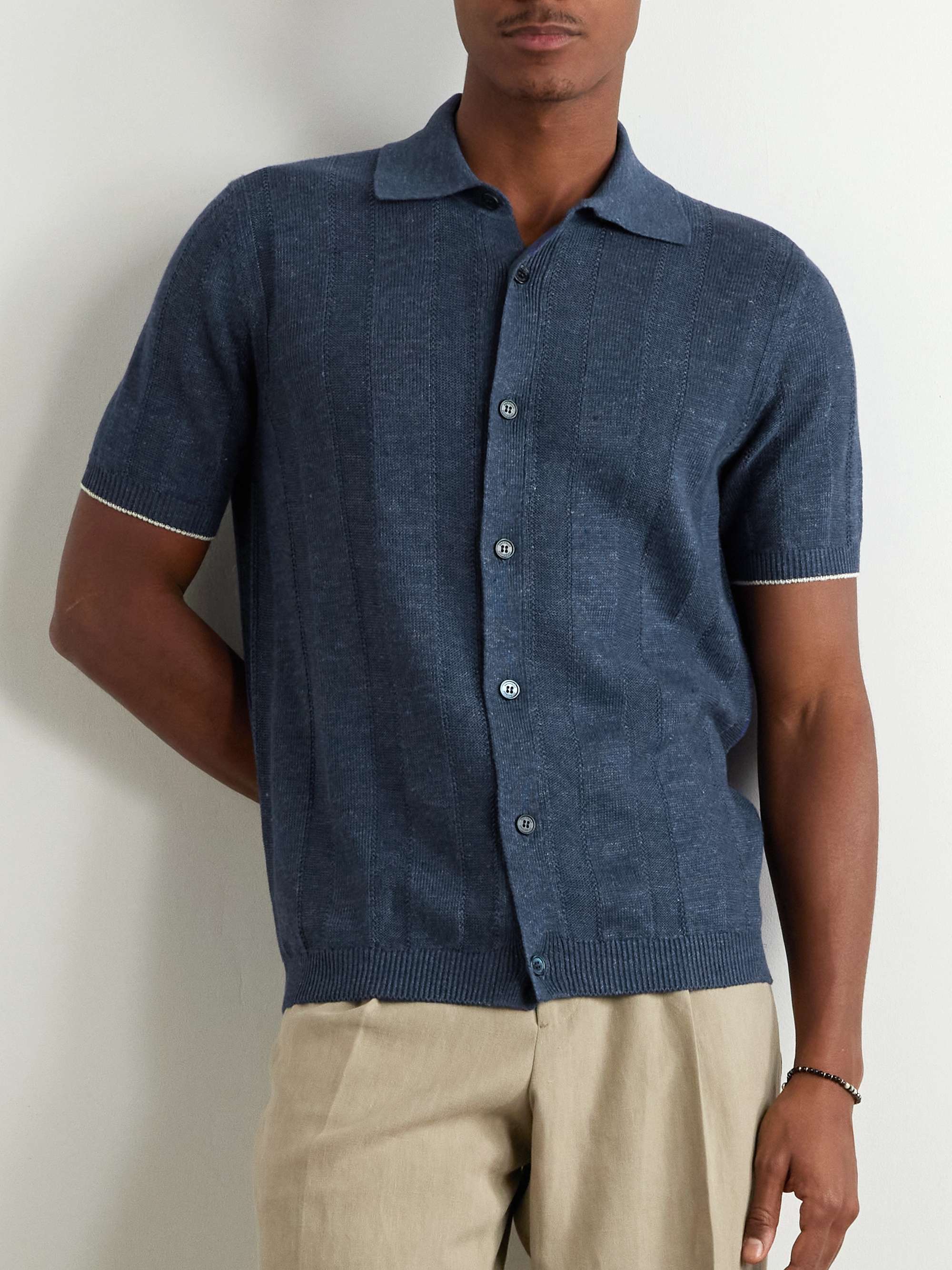Striped Linen and Cotton-Blend Shirt view