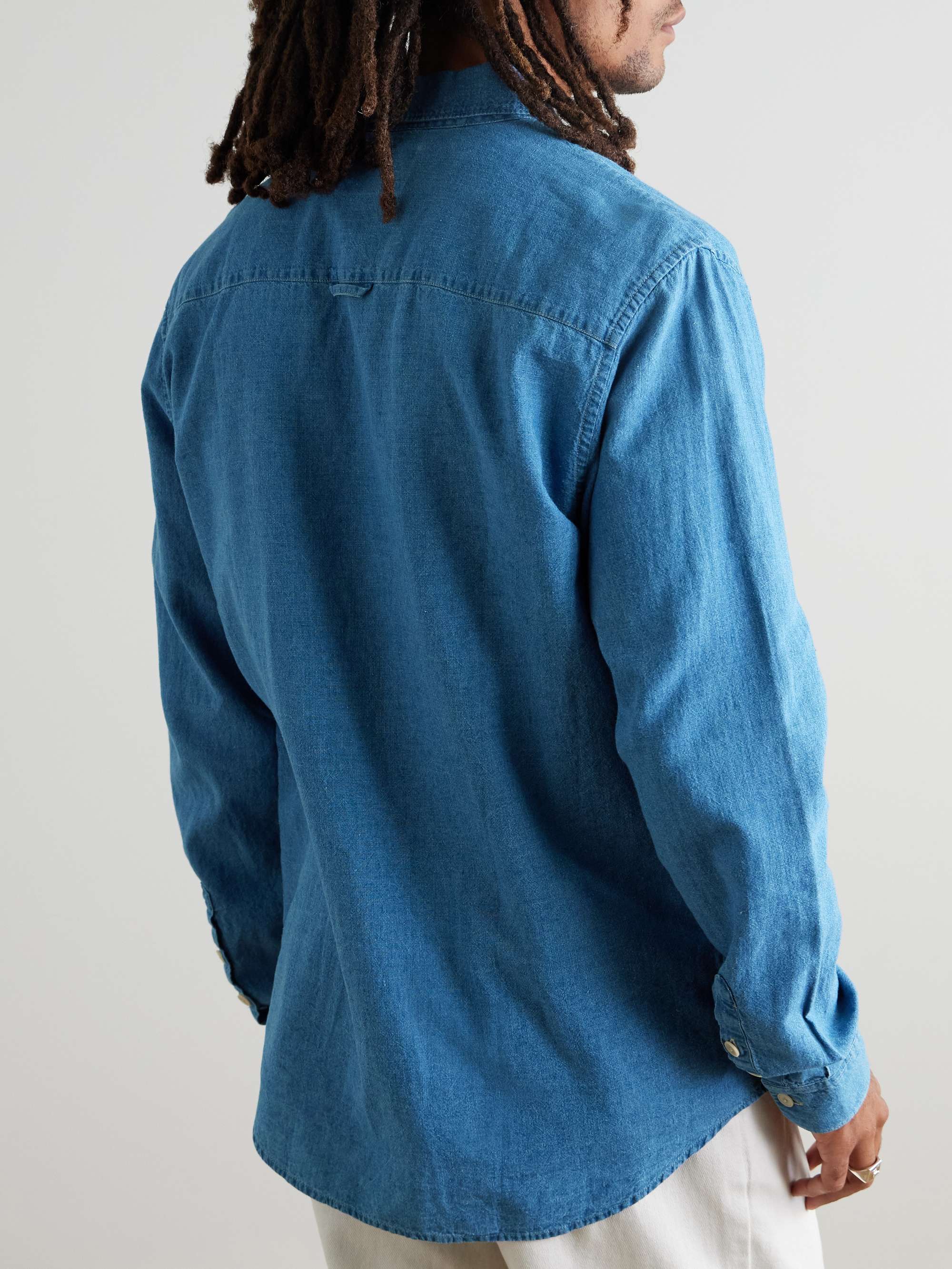 Anniversary Button-Down Collar Linen and Cotton-Blend Chambray Shirt view