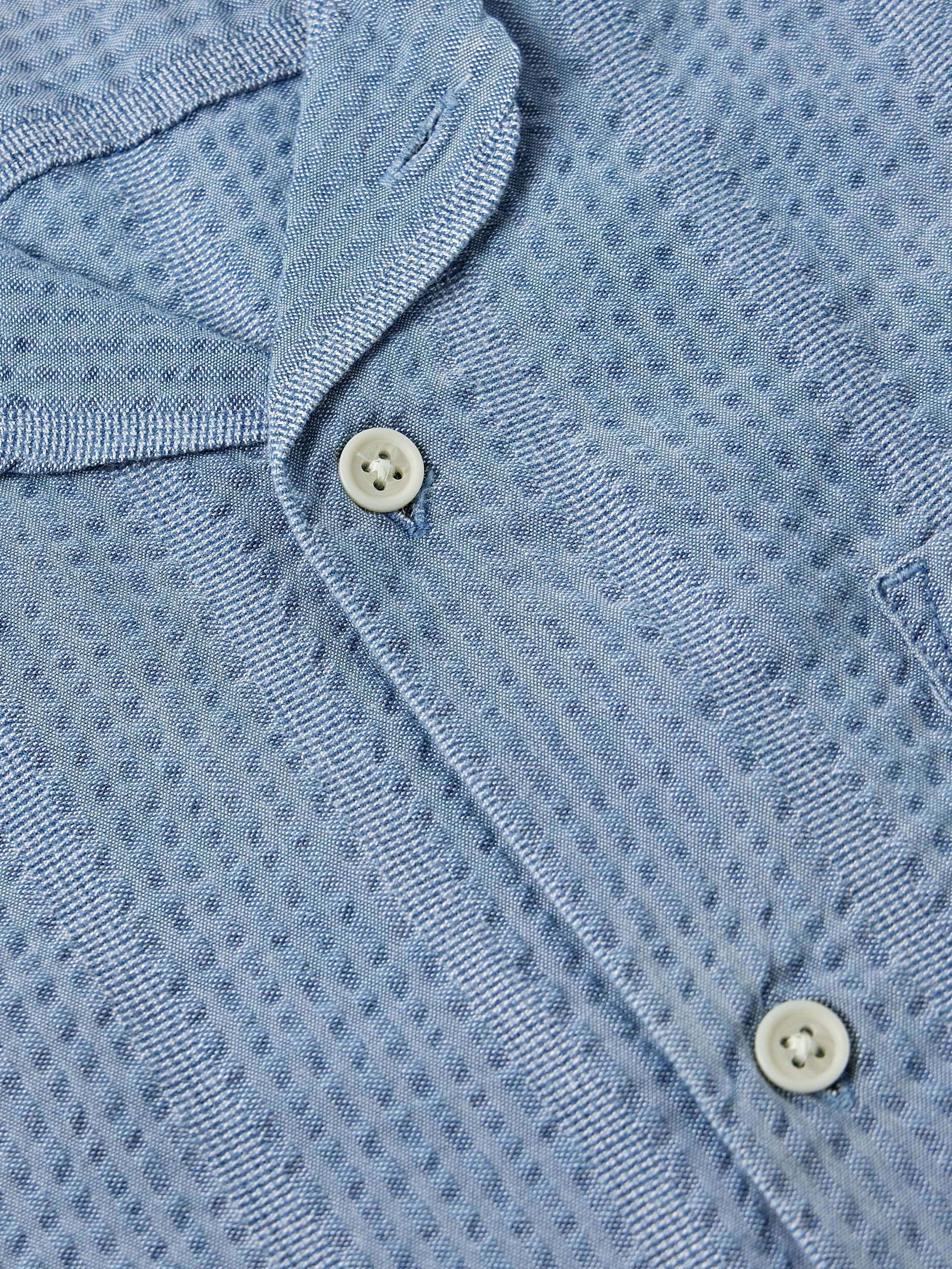 Convertible-Collar Striped Cotton-Seersucker Shirt view
