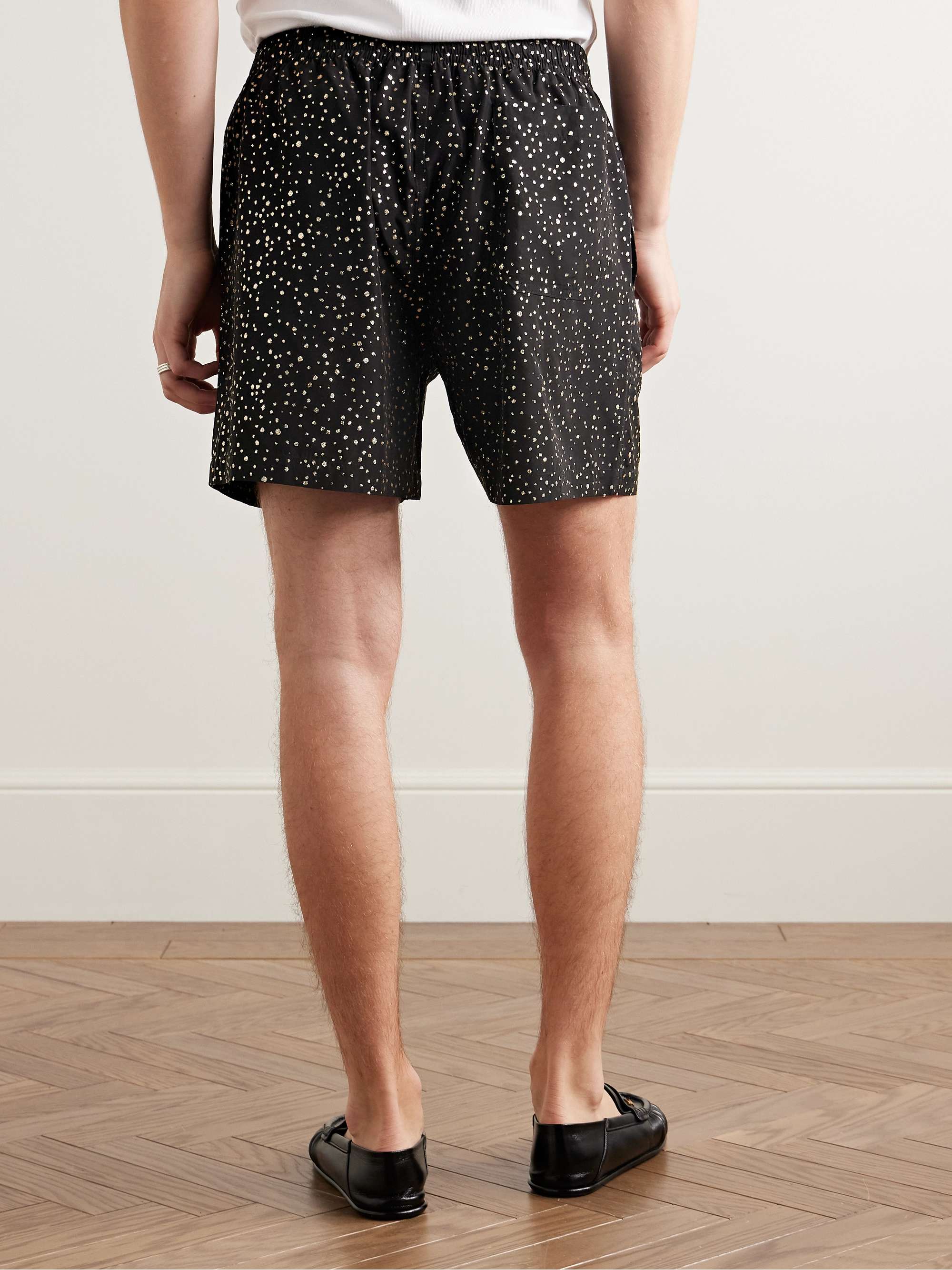 Straight-Leg Glittered Polka-Dot Faille Shorts view