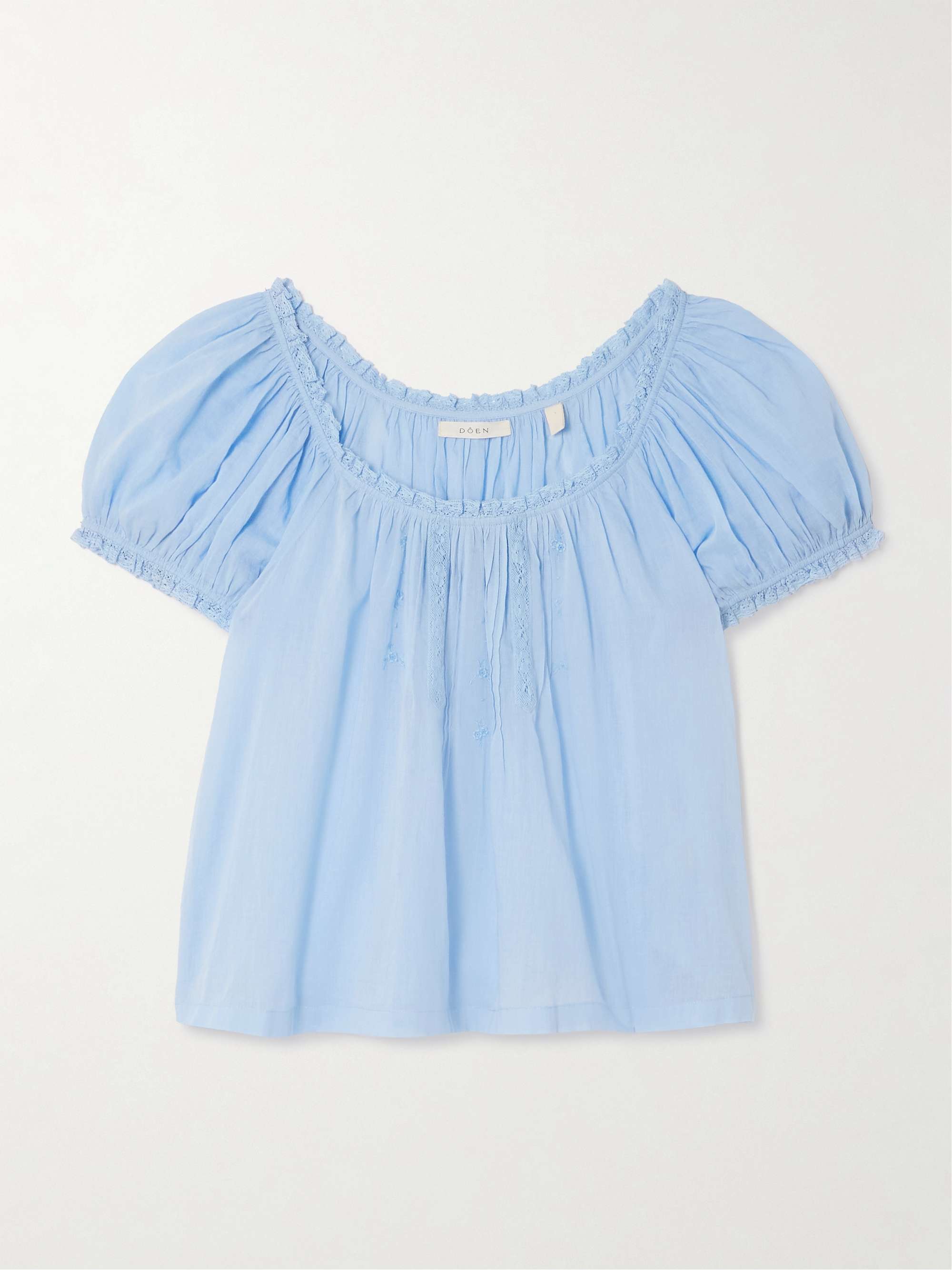 Frederica lace-trimmed organic cotton-voile blouse view