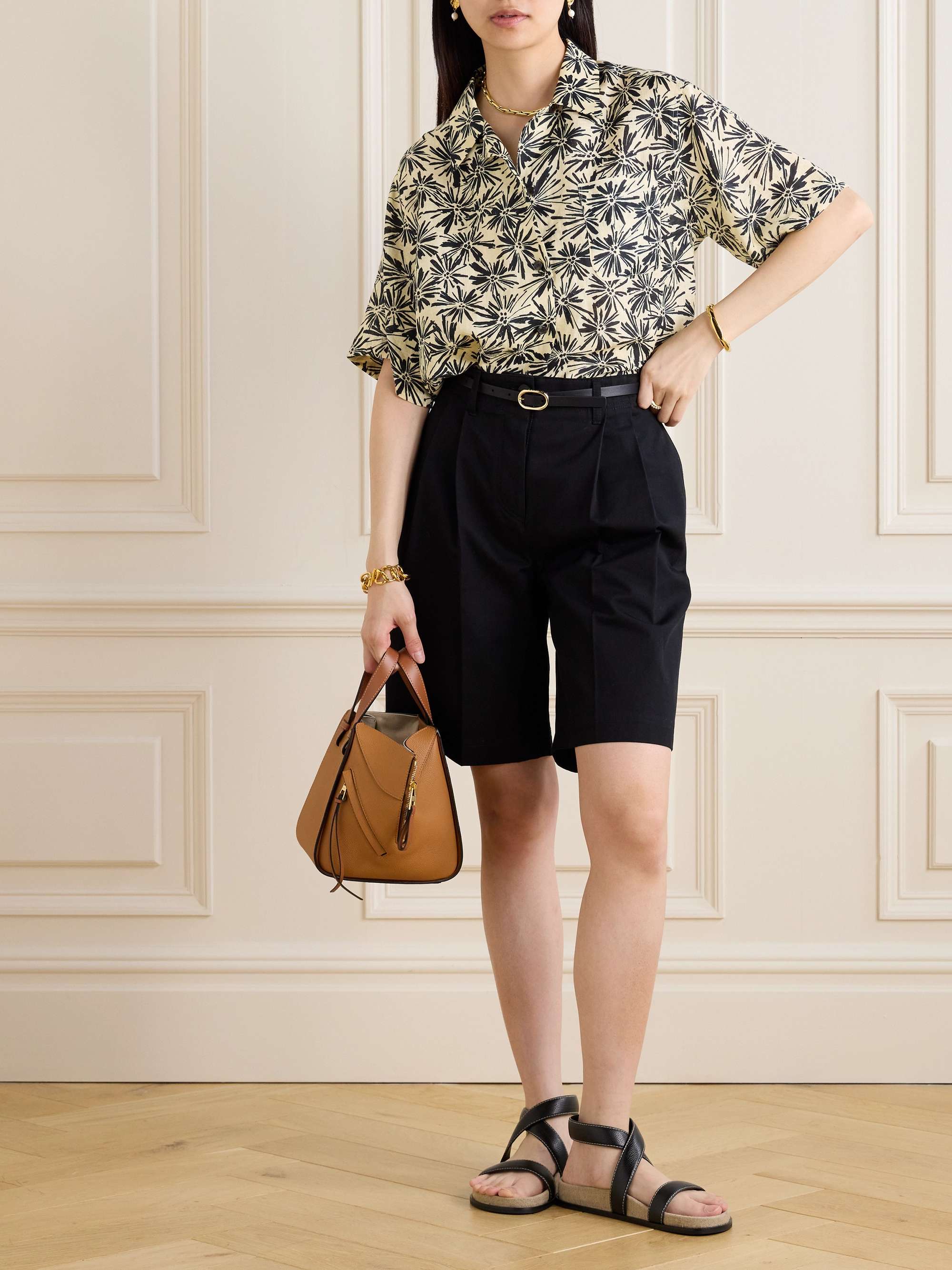 Floral-print linen shirt view