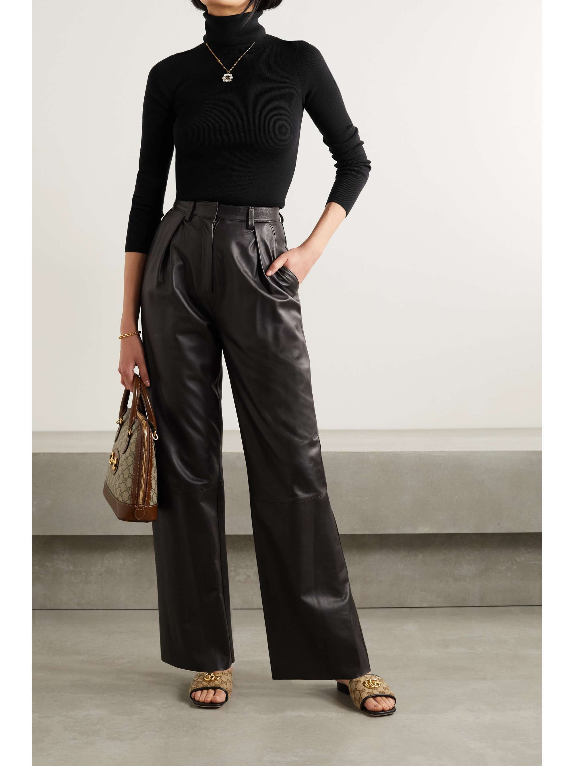 Embroidered wool-blend turtleneck sweater view