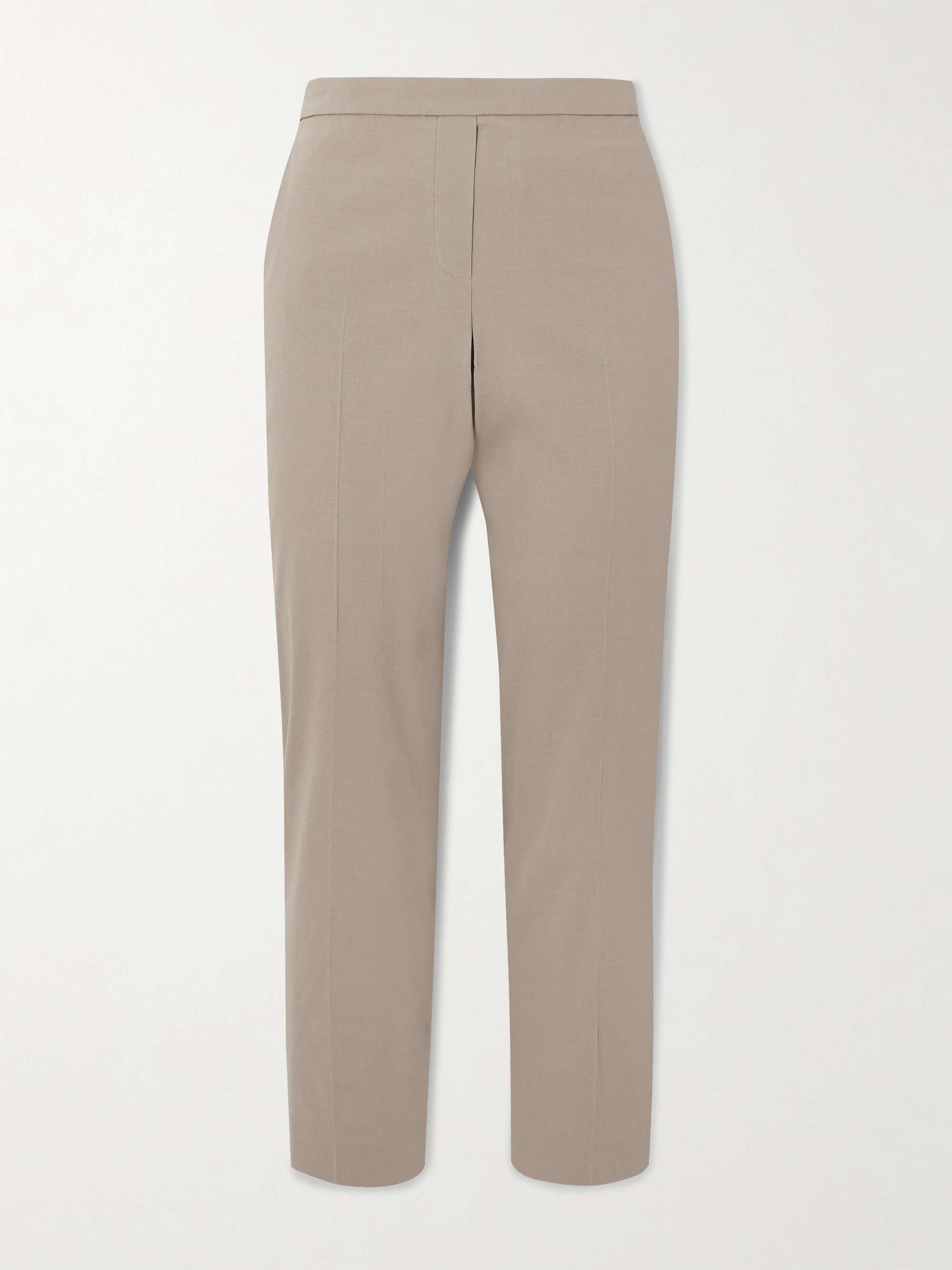 Stretch organic linen-blend straight-leg pants view