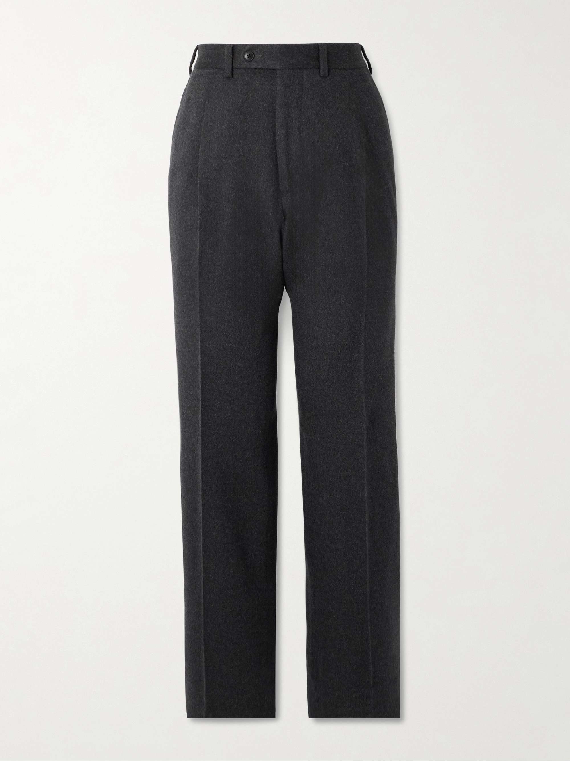 Tapered Pleated Camel Hair Suit Trousers view