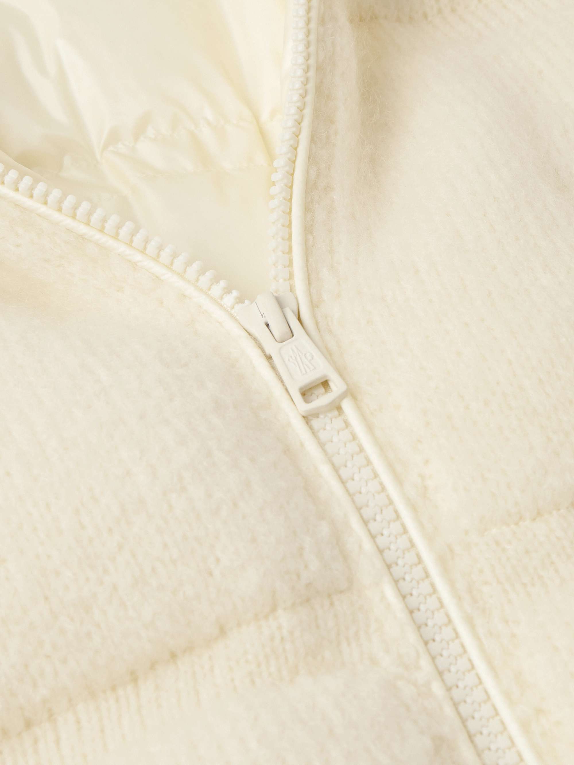 Logo-Appliquéd Quilted Knitted Down Jacket view