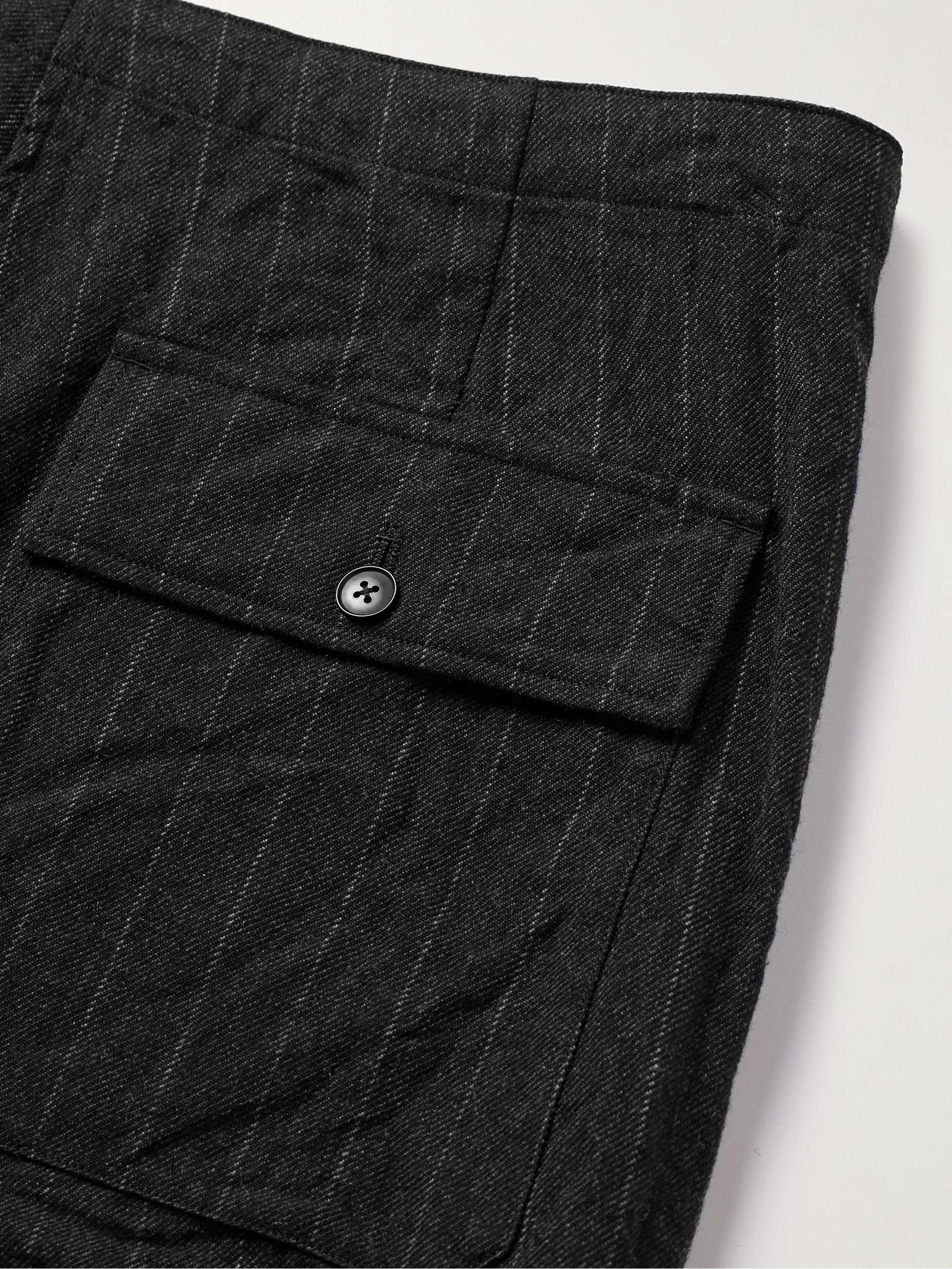 Take Easy Baker Straight-Leg Pinstriped Wool-Twill Drawstring Suit Trousers view