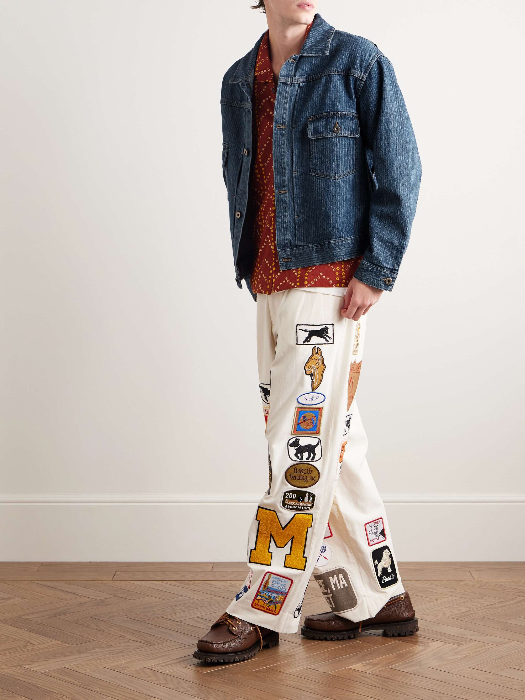 Striped Denim-Jacquard Trucker Jacket view