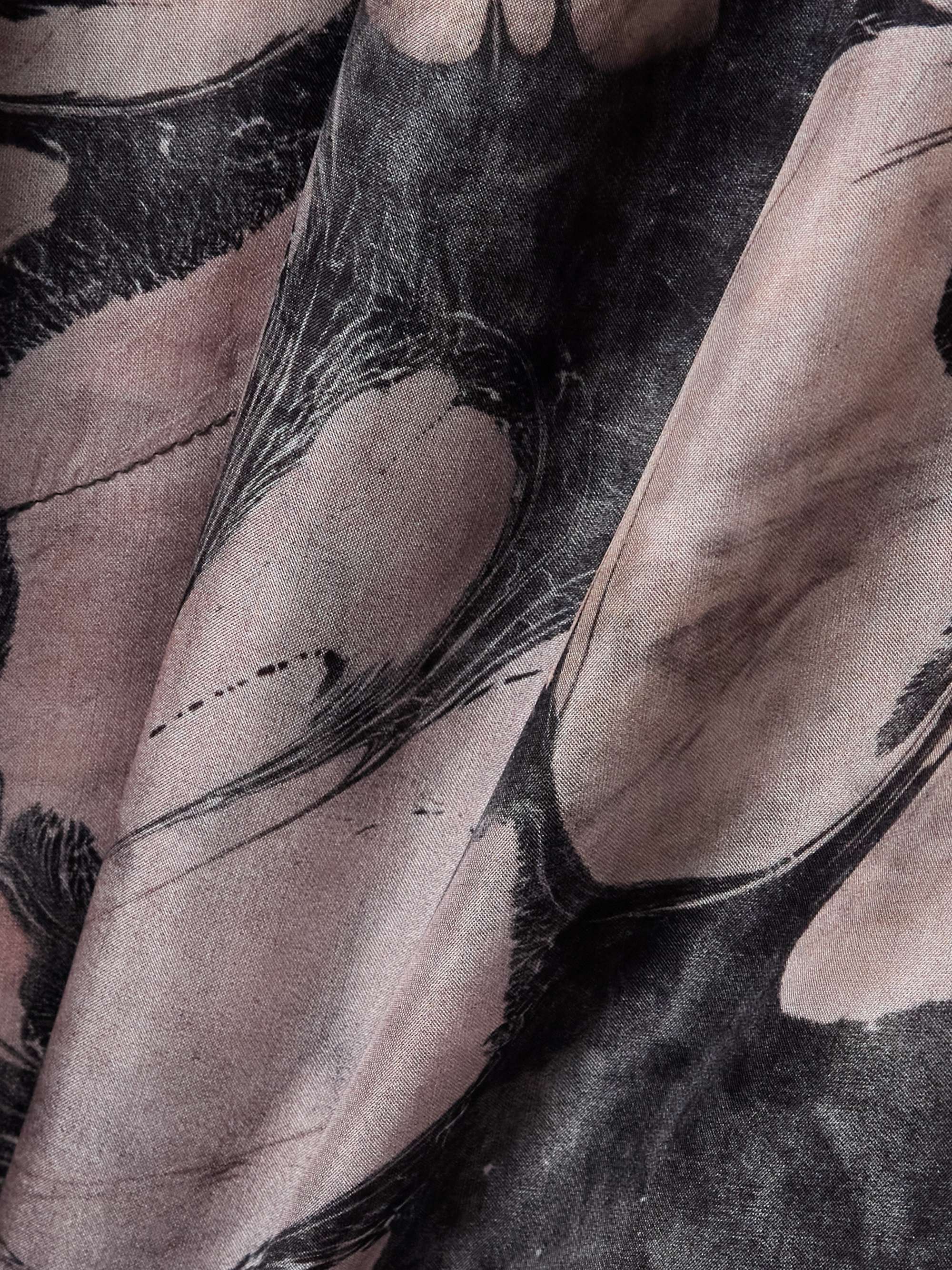 Double-breasted floral-print silk trench coat view