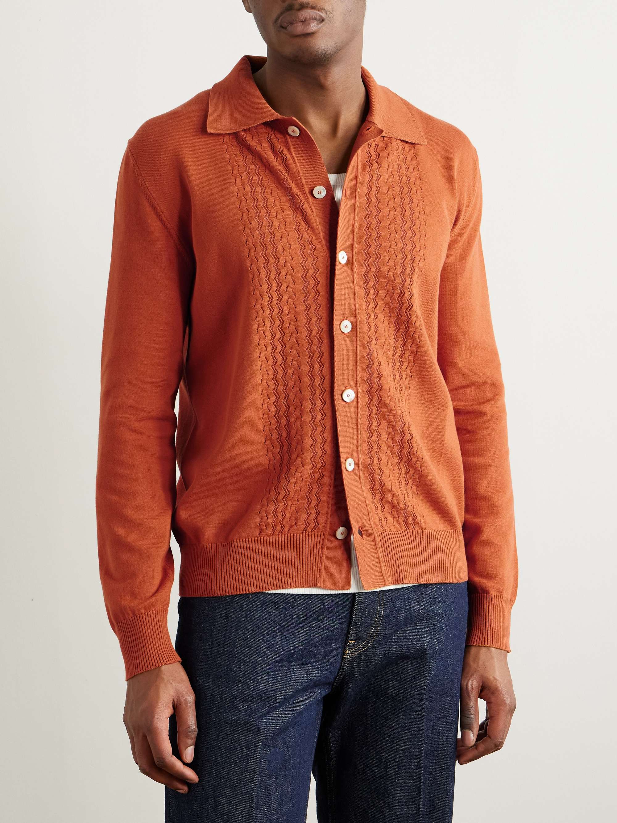 Pointelle-Knit Cotton Shirt view