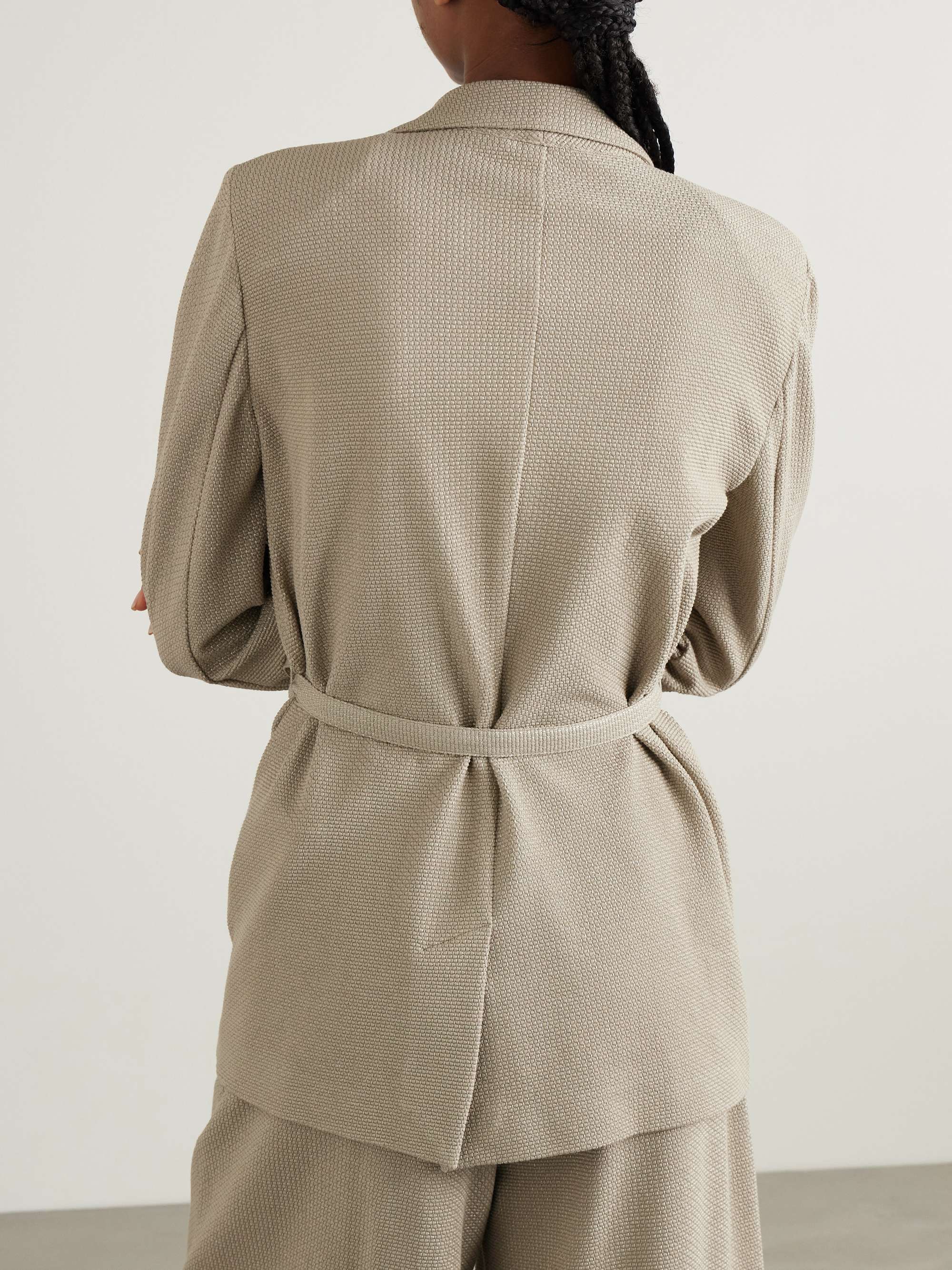 Uberta belted jacquard-knit metallic cotton-blend blazer view