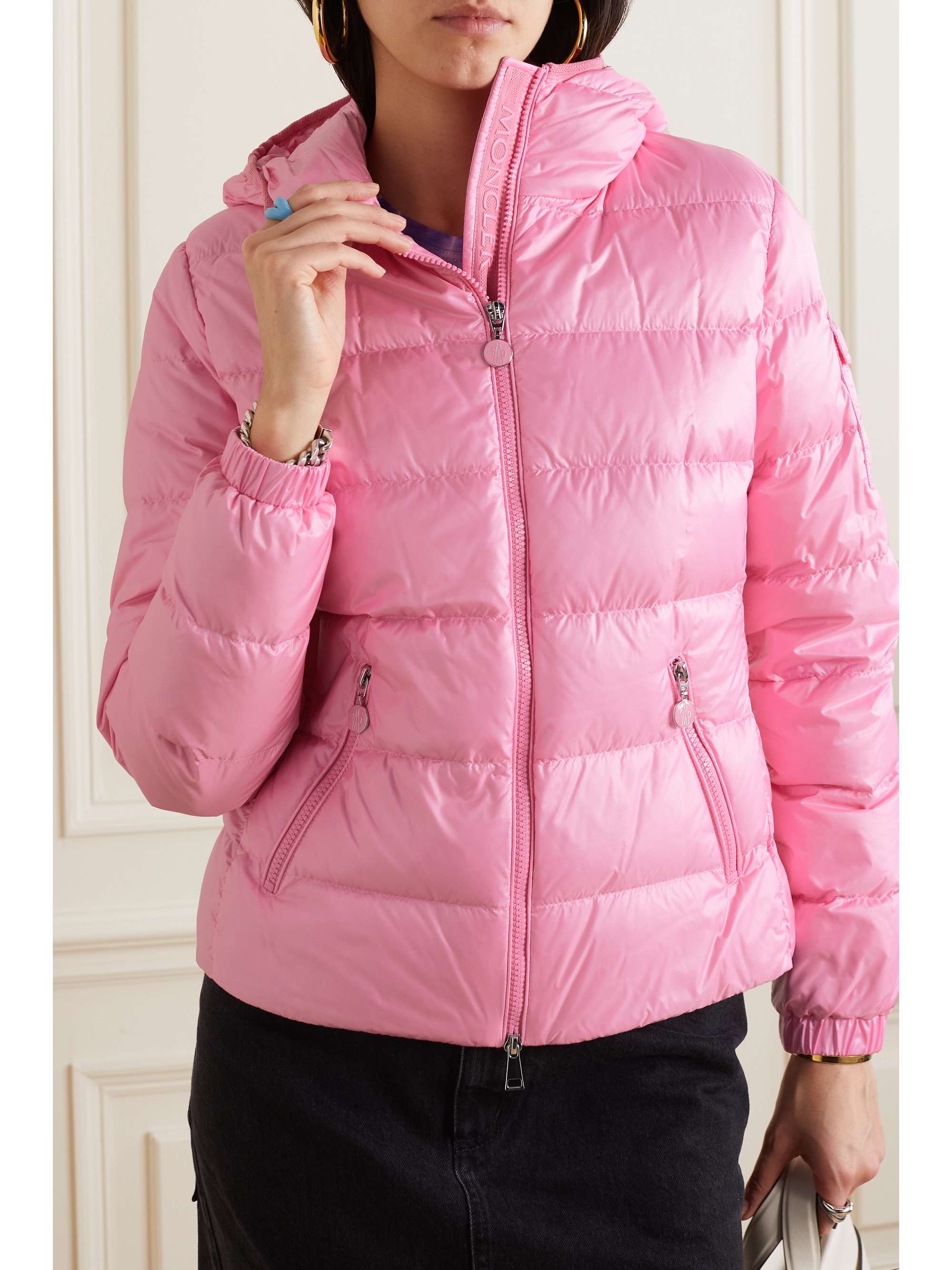 Gles hooded quilted padded shell down jacket view