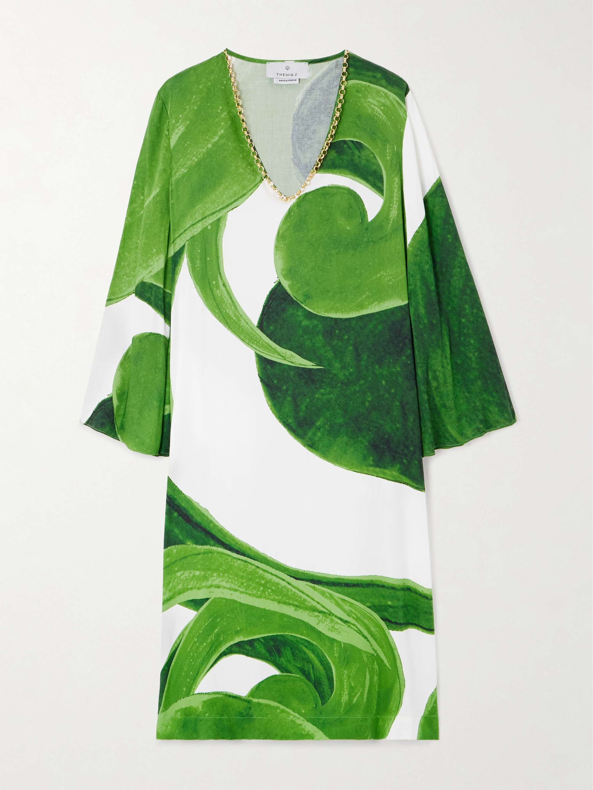 Artemis chain-embellished printed jersey midi dress view