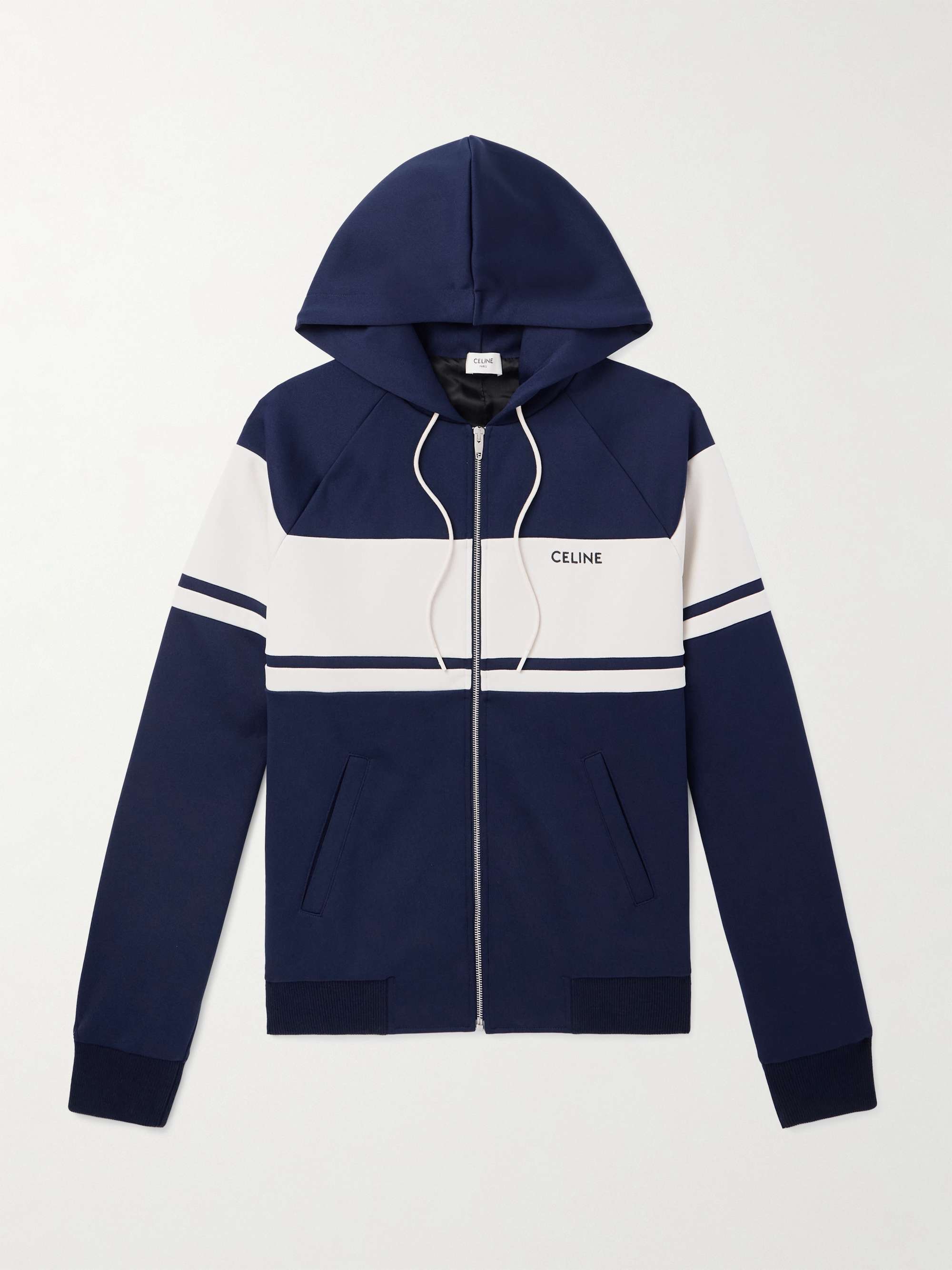 Logo-Embroidered Striped Jersey Hooded Track Jacket view
