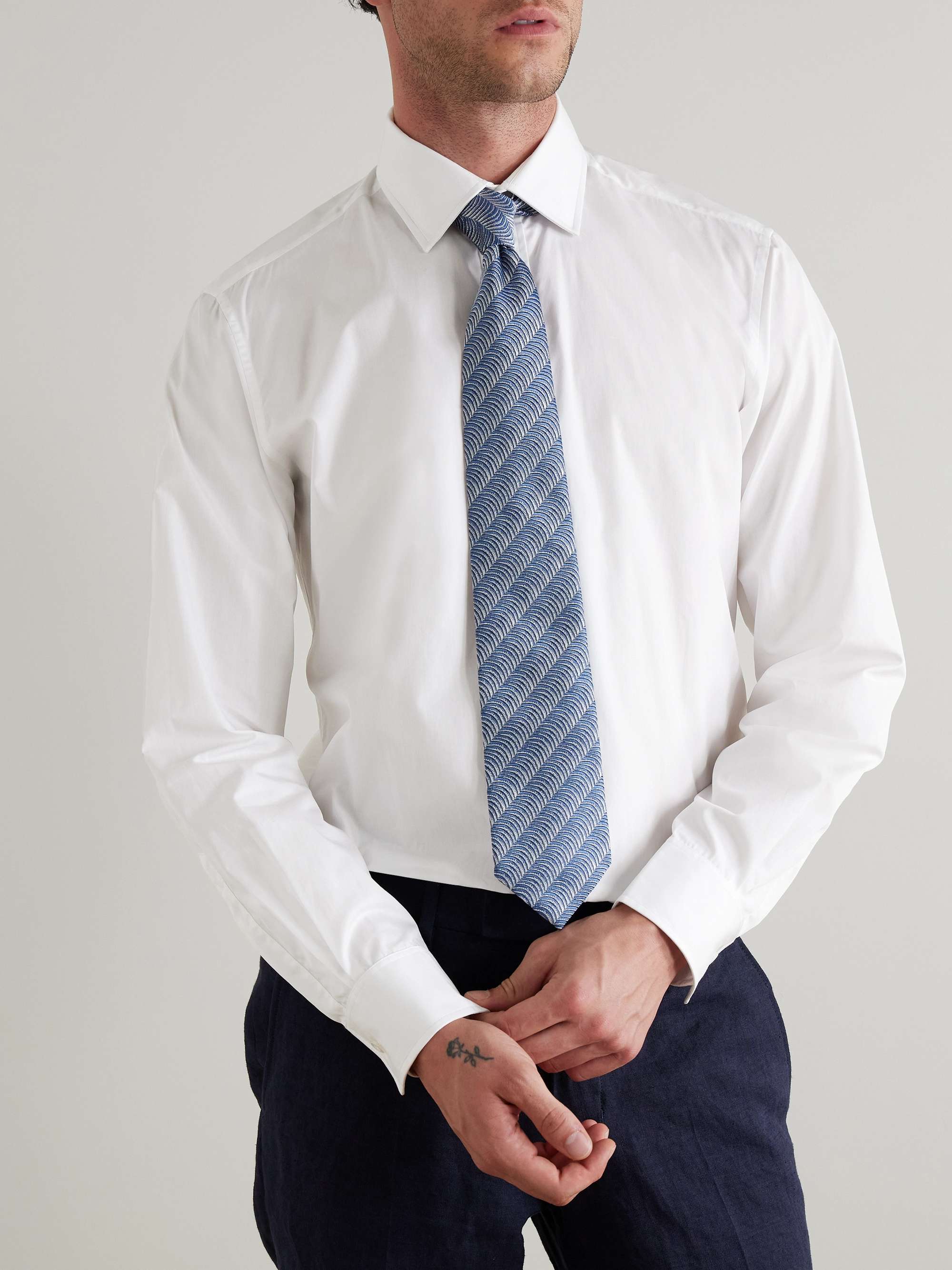 White Slim-Fit Cotton Shirt view