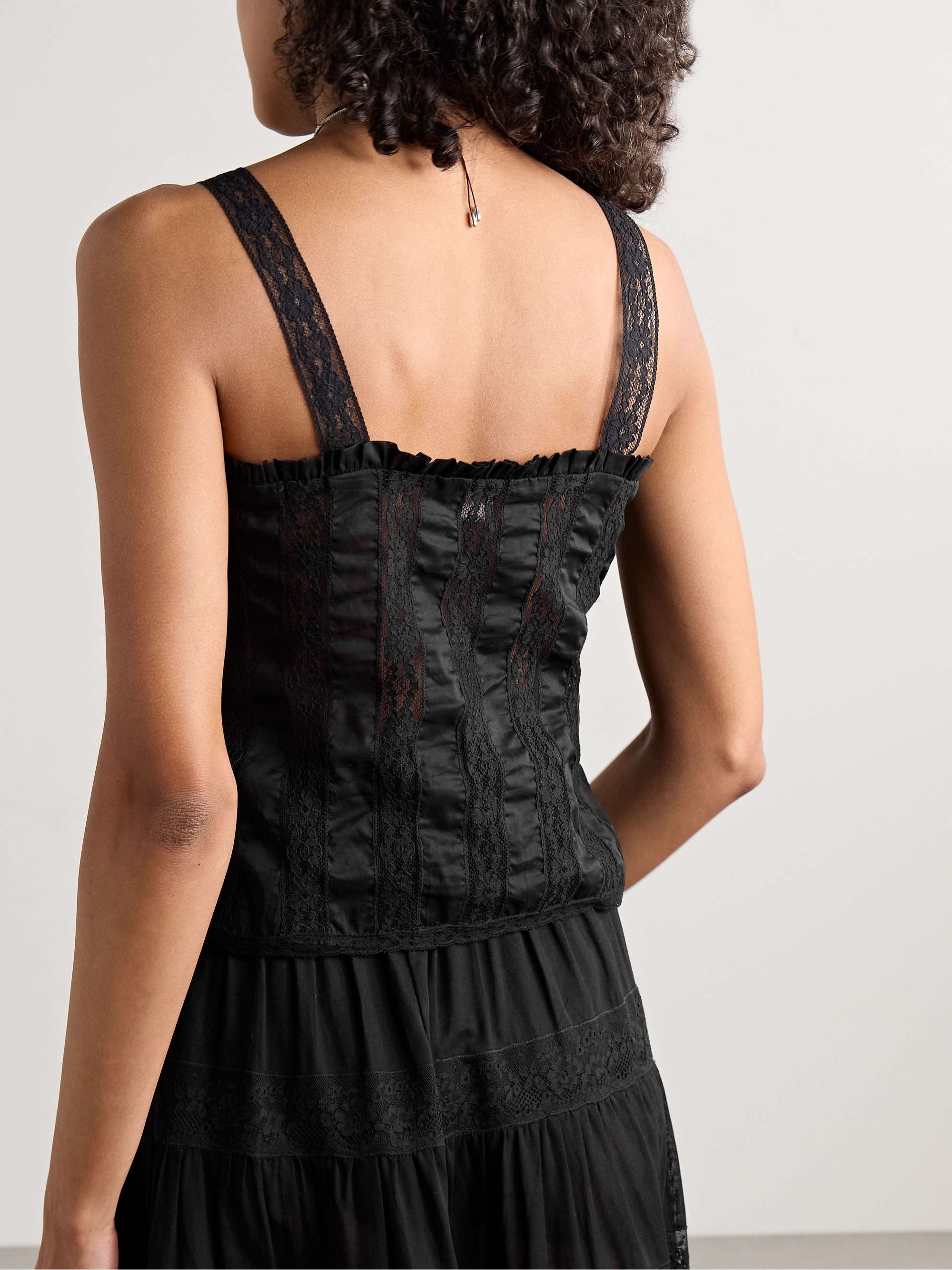 Radda ruffled paneled cotton-voile and lace top view
