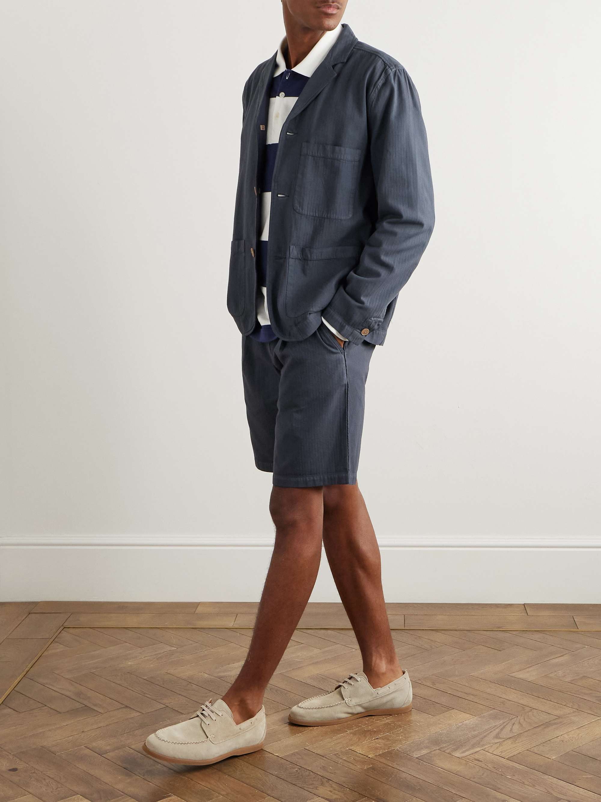 Unstructured Herringbone Cotton Blazer view