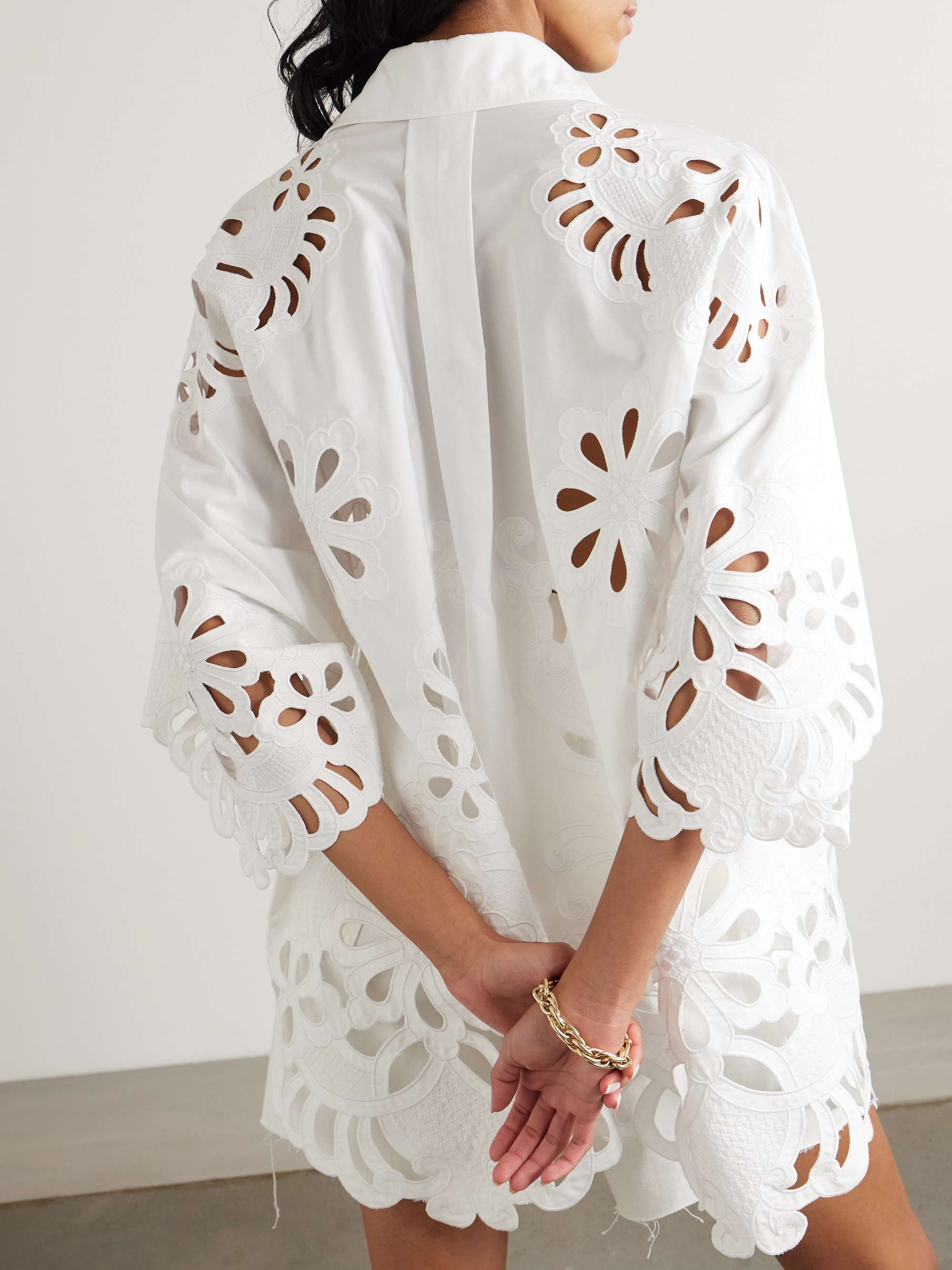 Oversized scalloped broderie anglaise cotton-poplin shirt view