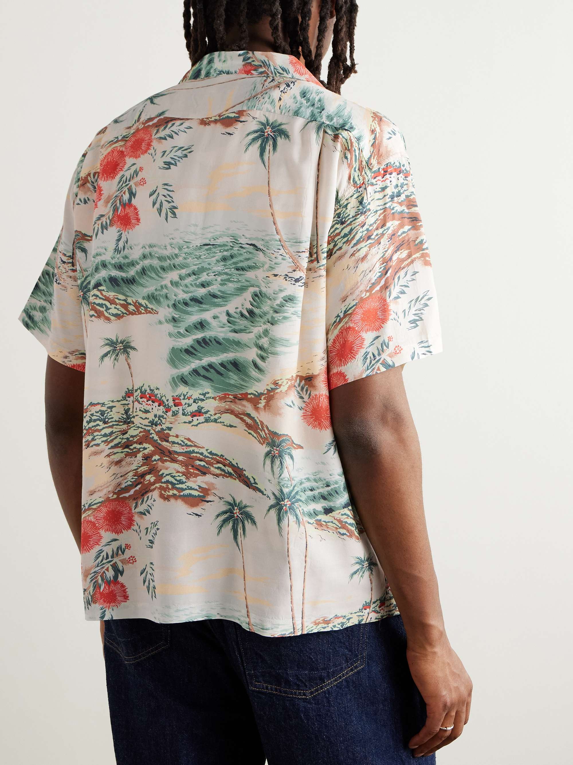 Convertible-Collar Printed Poplin Shirt view