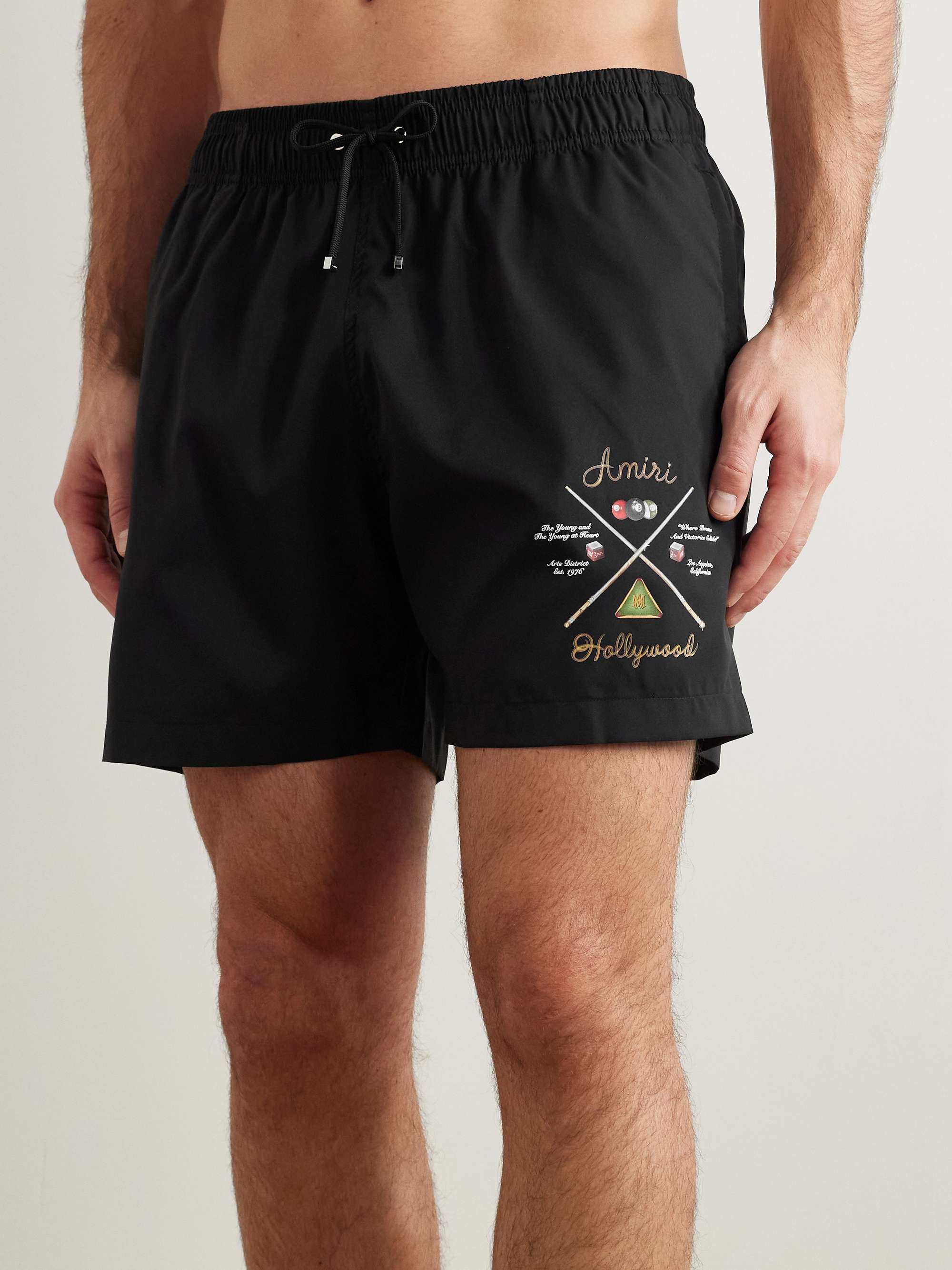Pool Cue Straight-Leg Mid-Length Logo-Print Swim Shorts view