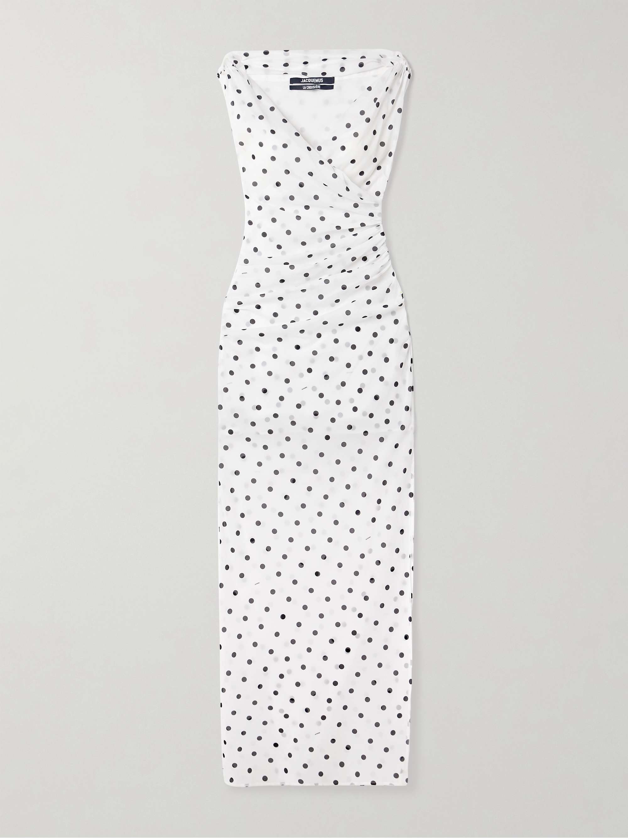Rita draped gathered polka-dot crepe de chine maxi dress view