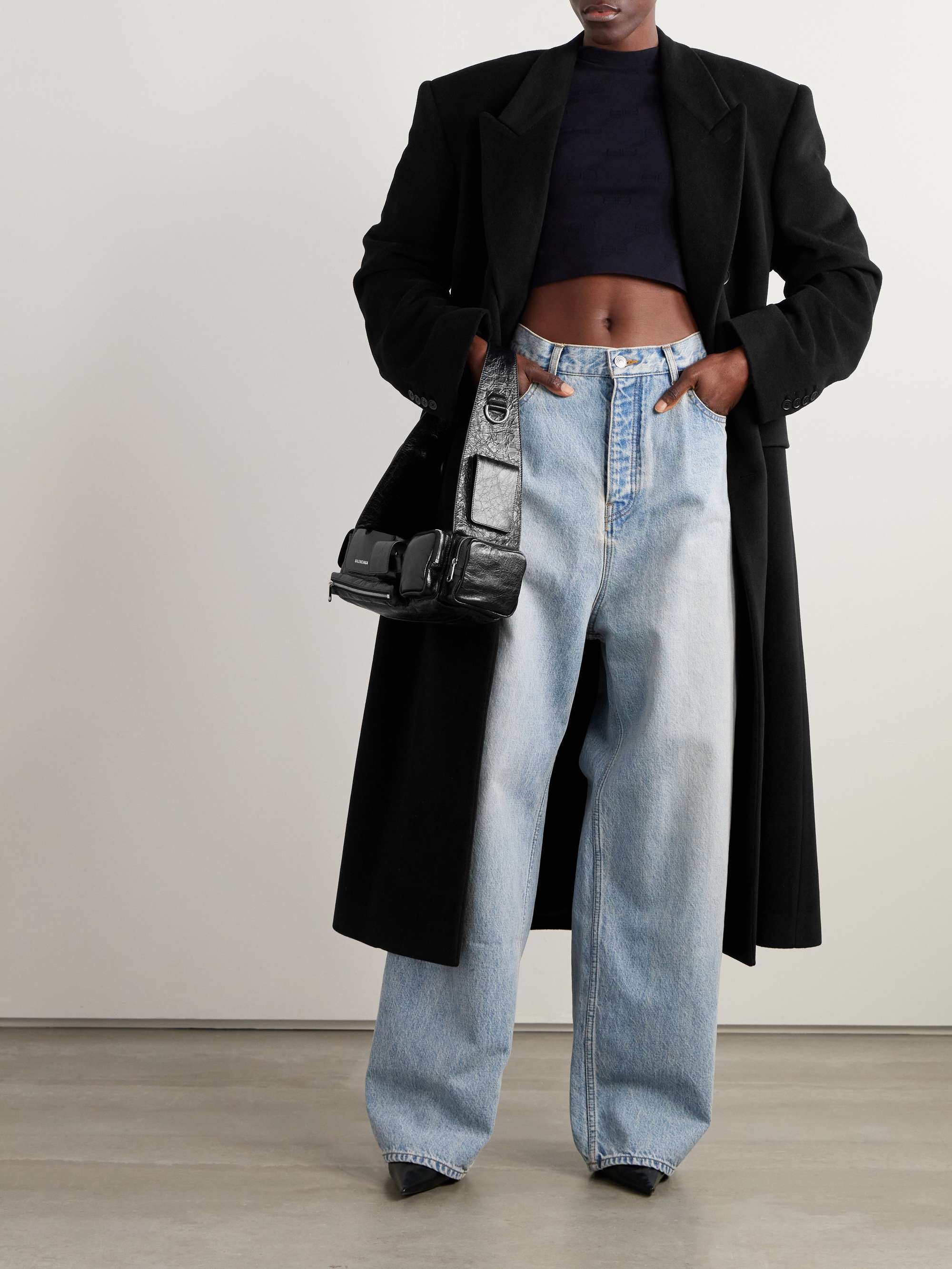 Double-breasted oversized cashmere and wool-blend coat view