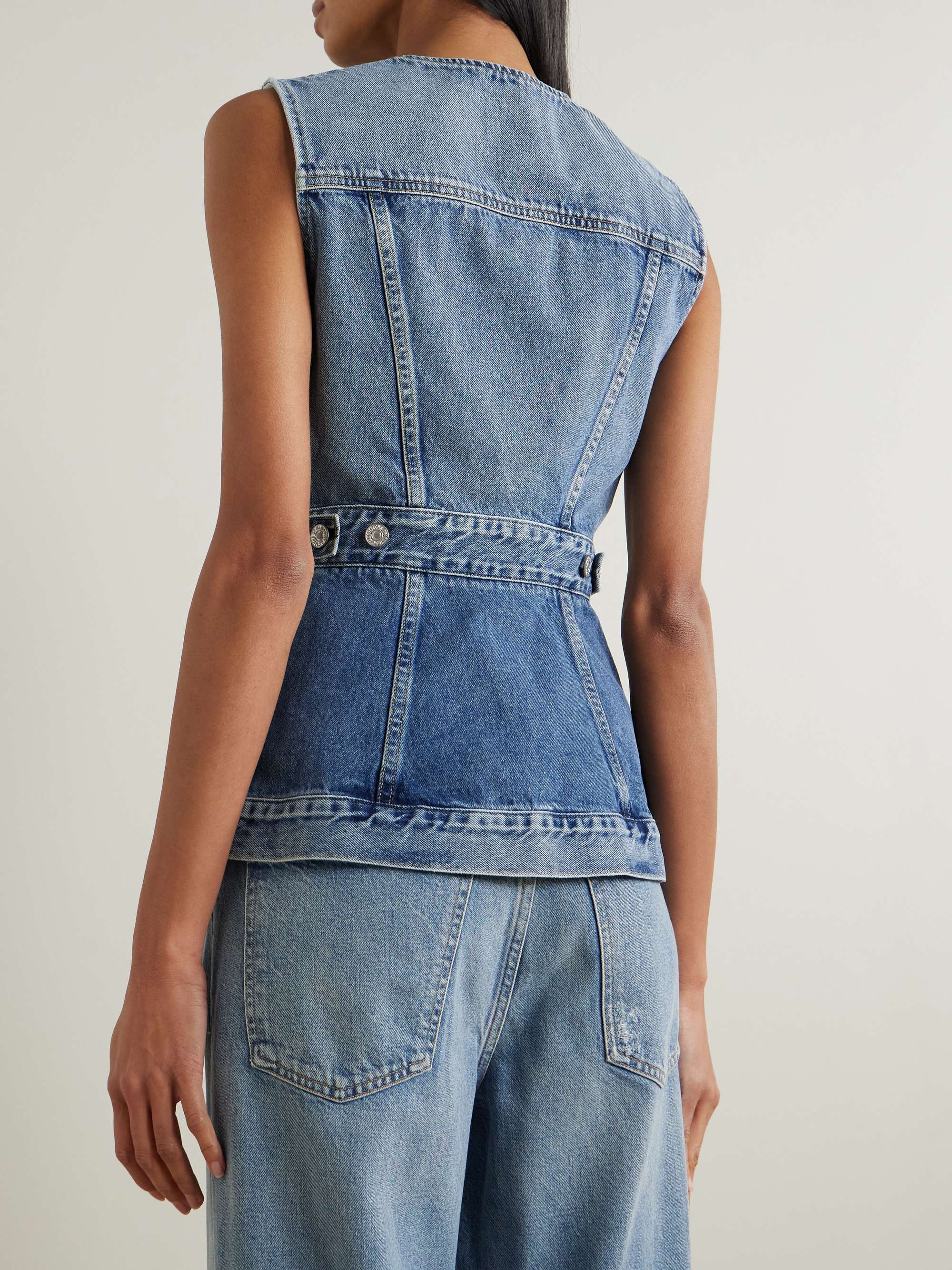 Idalene paneled organic denim vest view
