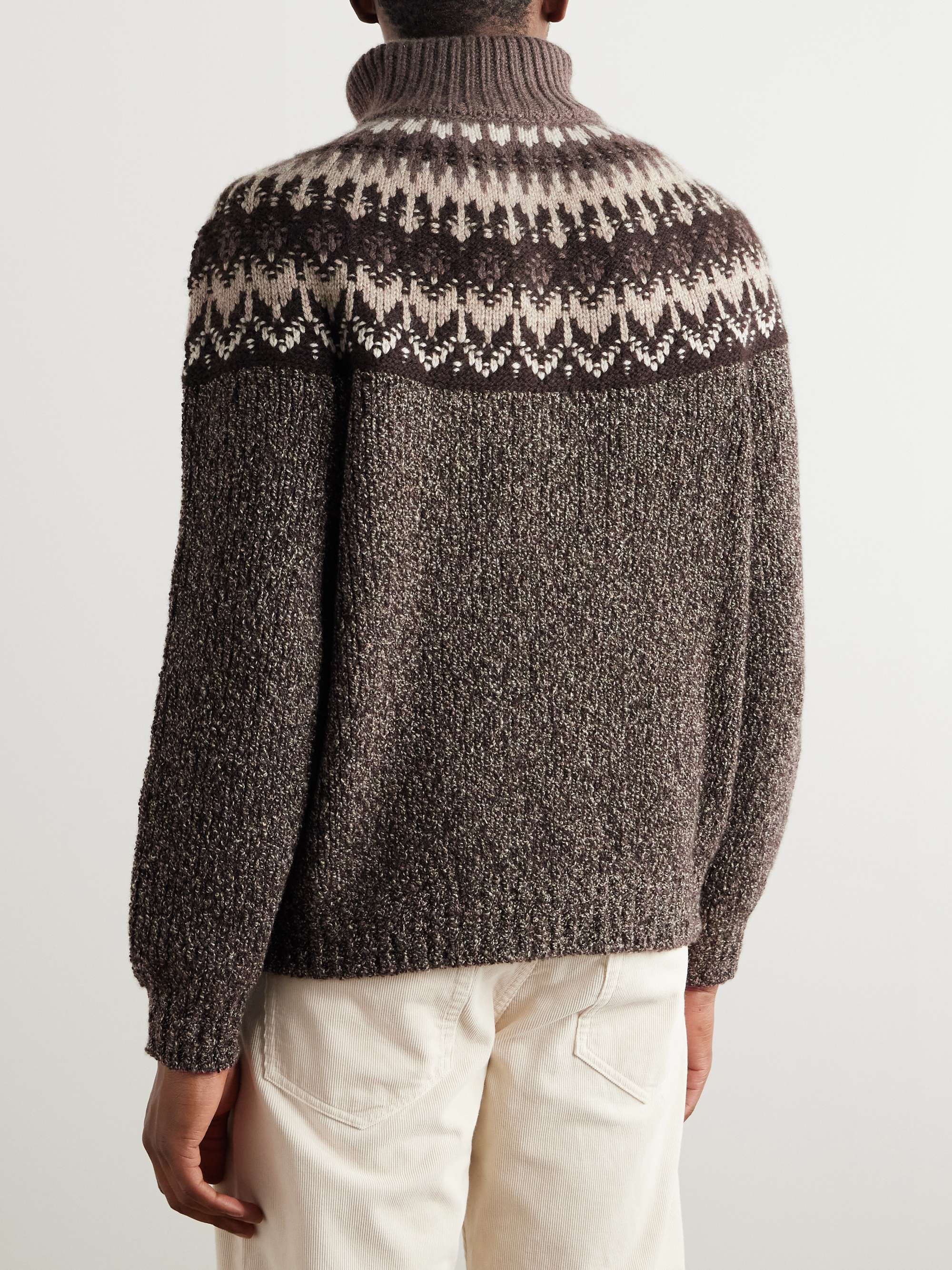 Fair Isle Cashmere and Silk-Blend Half-Zip Sweater view