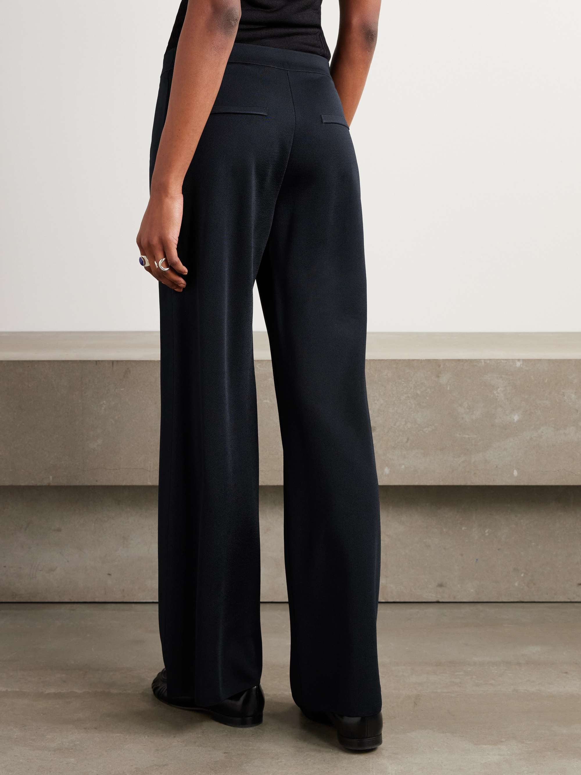 Gene pleated twill wide-leg trousers view