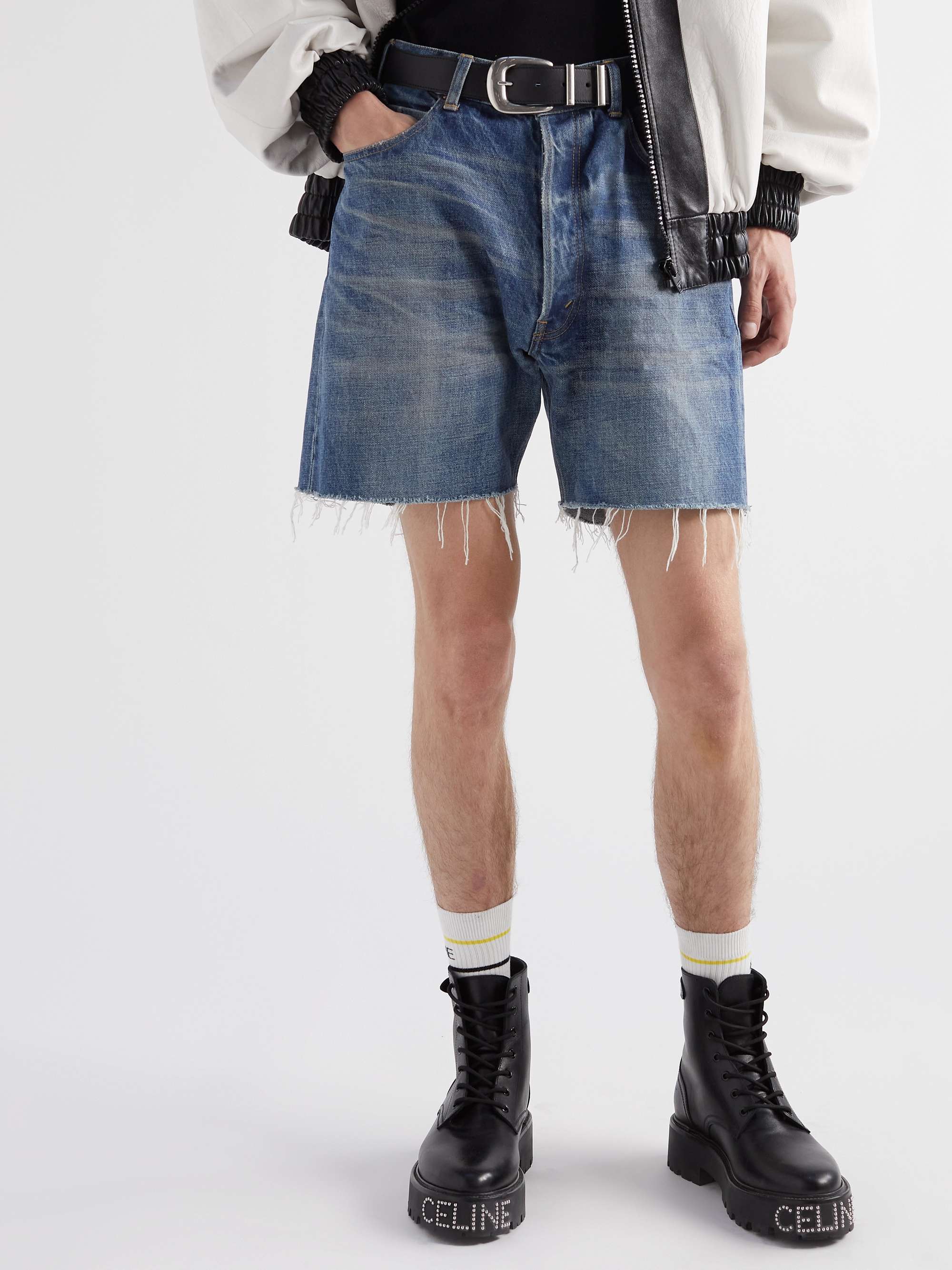 Wesley Straight-Leg Distressed Denim Shorts view