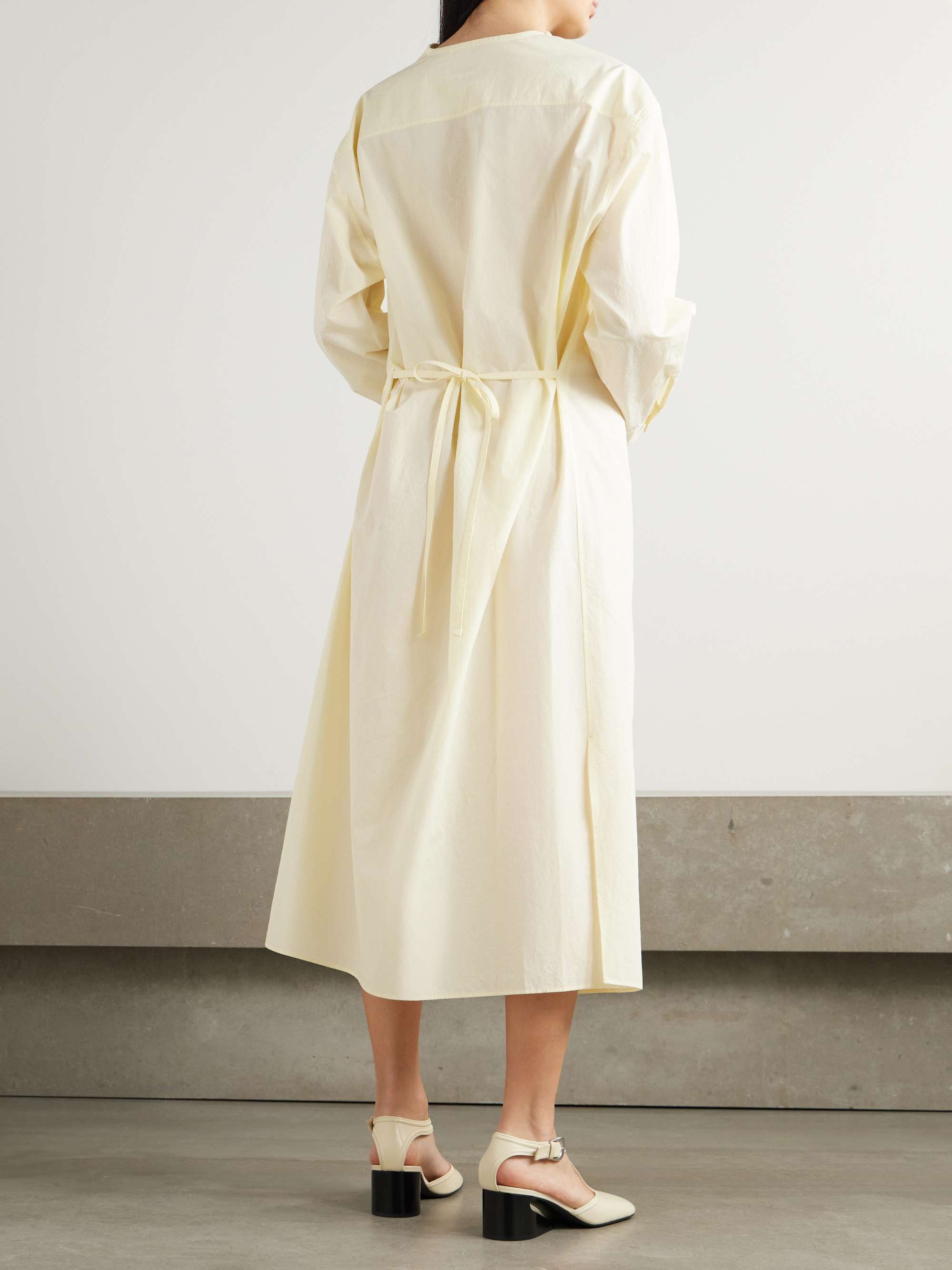 Asymmetric belted cotton-crepe midi dress view