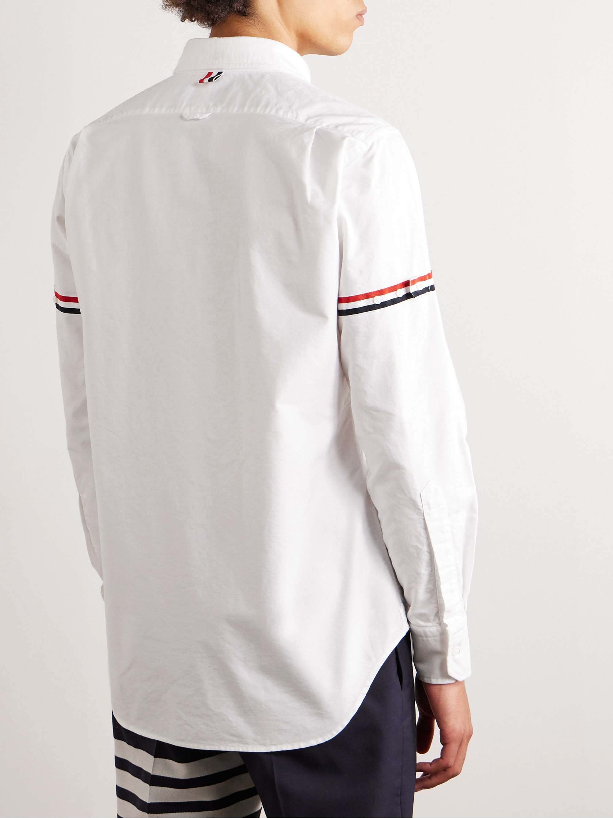 Button-Down Collar Striped Grosgrain-Trimmed Cotton-Poplin Shirt view