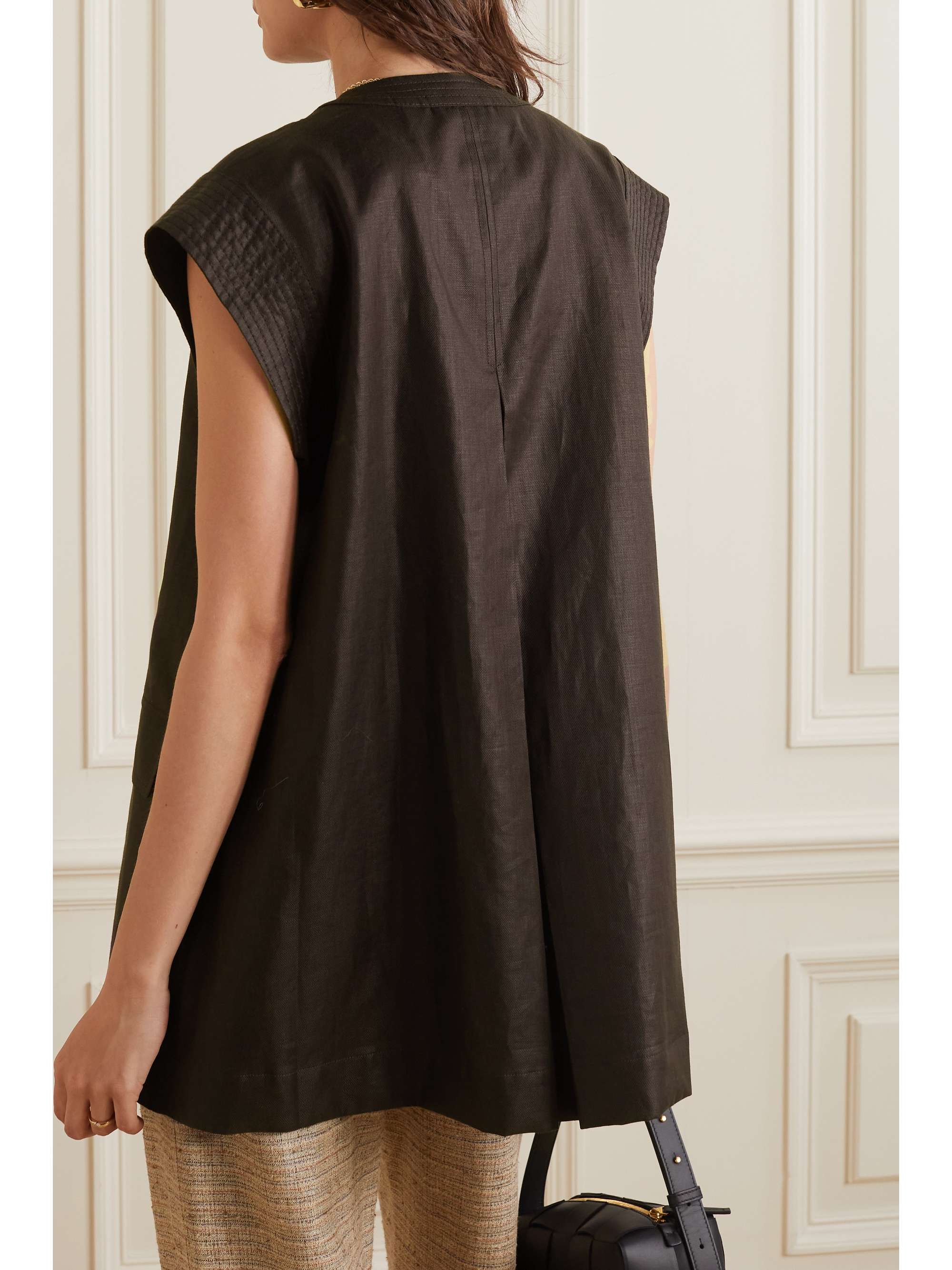 Coated linen-canvas gilet view