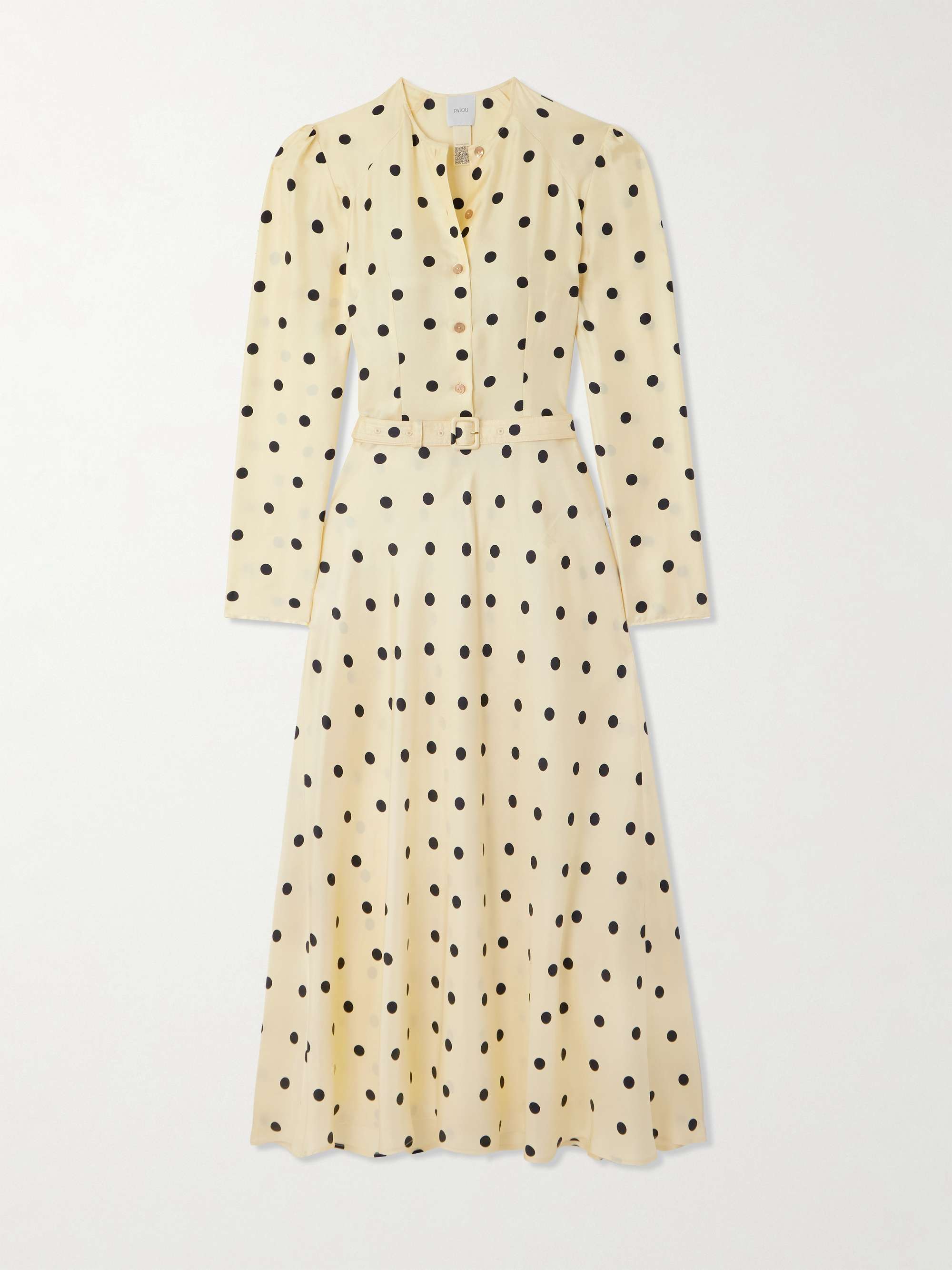 Belted polka-dot silk-twill midi dress view